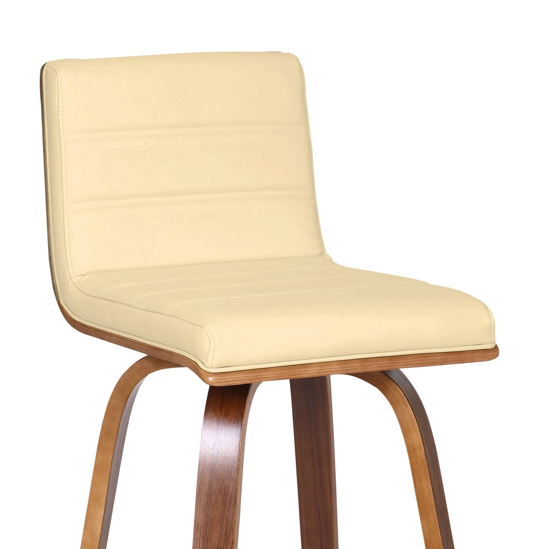 Vienna 30" Swivel Bar Stool in Walnut Wood Finish with Cream Faux Leather - Image 6