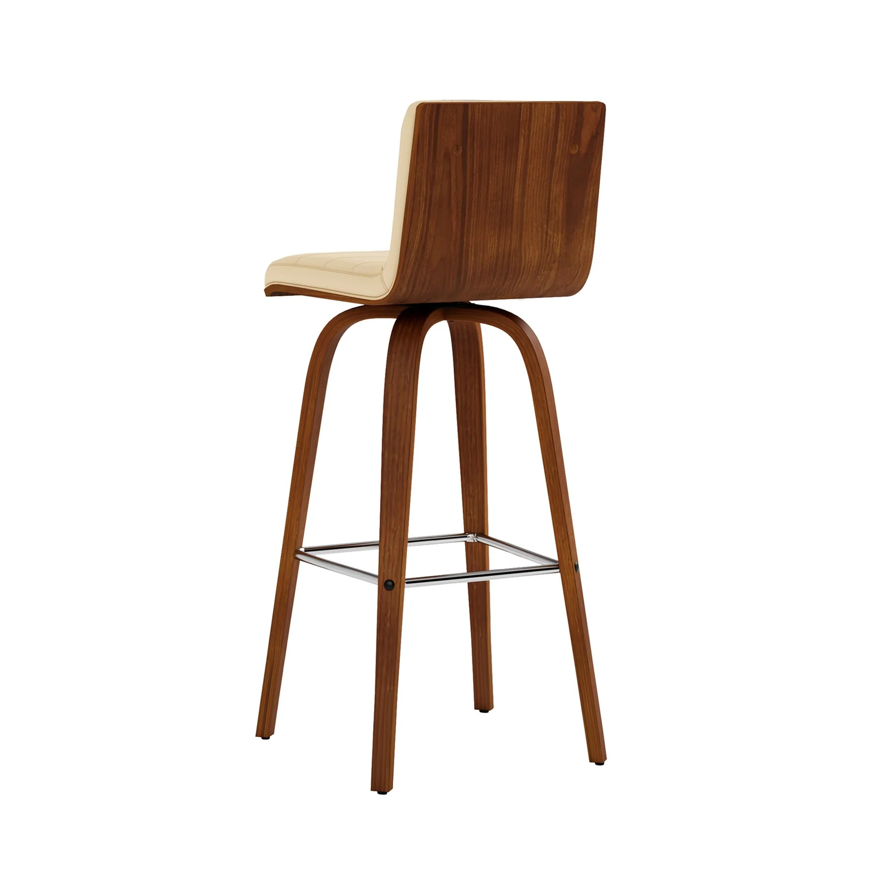 Vienna 30" Swivel Bar Stool in Walnut Wood Finish with Cream Faux Leather - Image 7