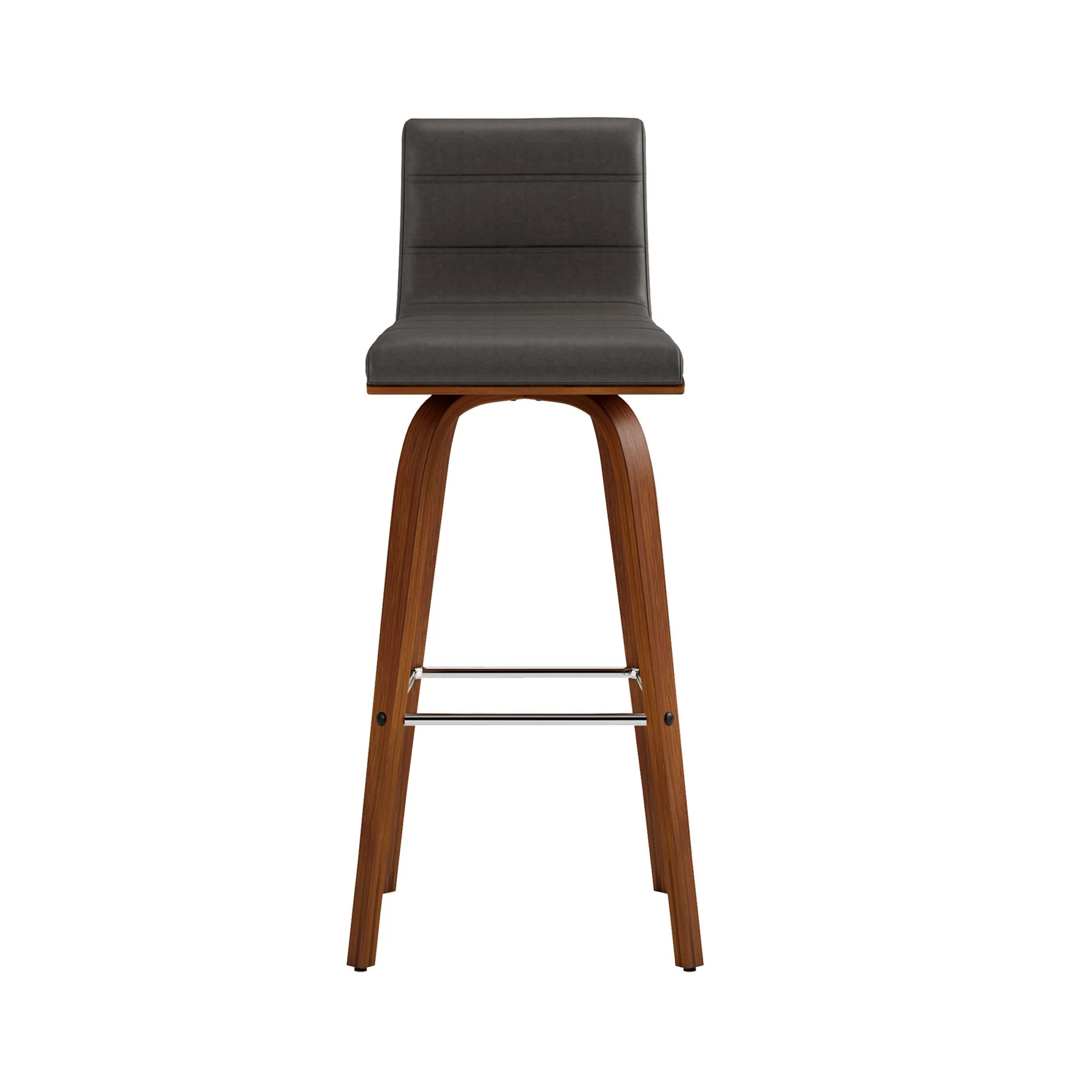 Vienna 30" Swivel Bar Stool in Walnut Wood Finish with Gray Faux Leather - Image 3