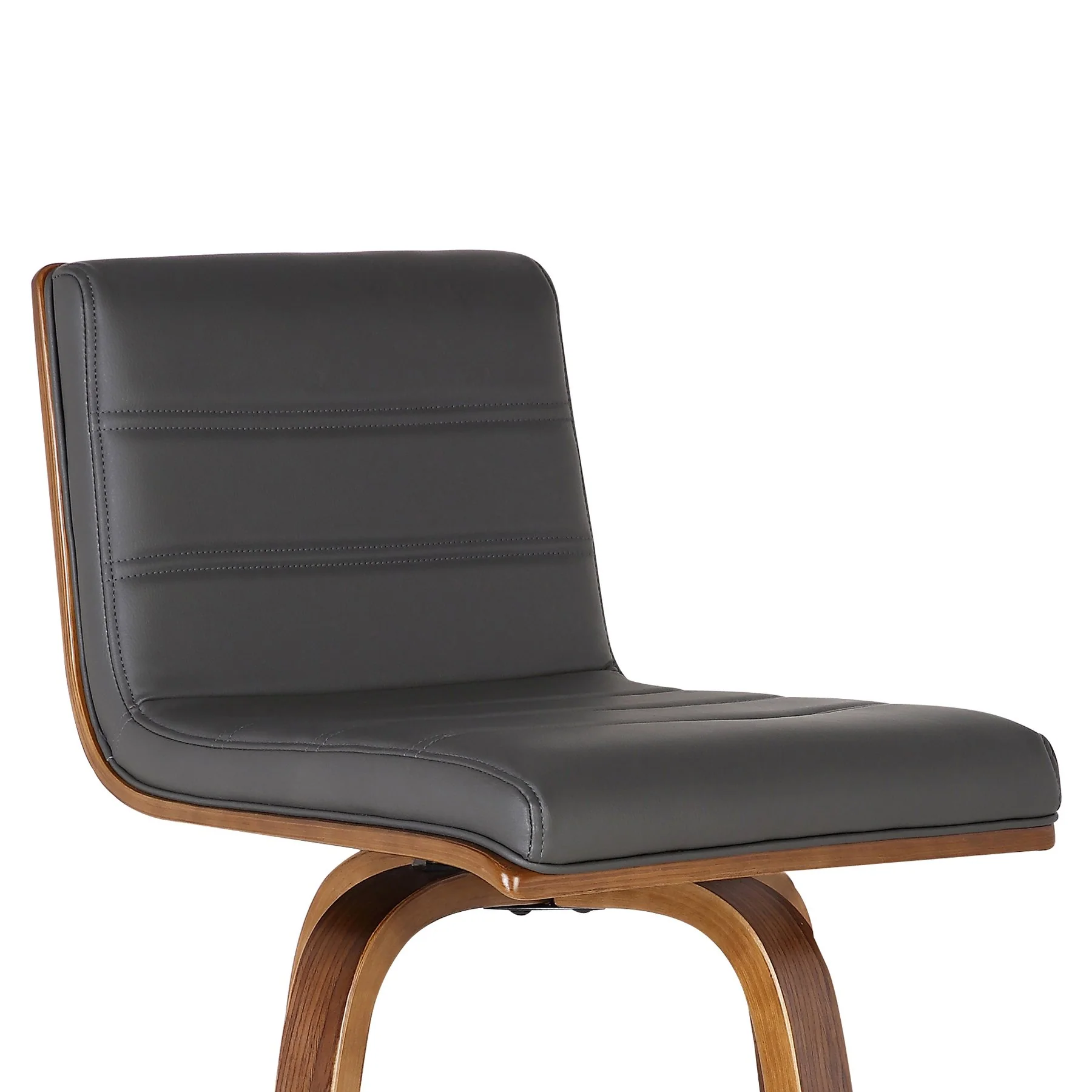 Vienna 30" Swivel Bar Stool in Walnut Wood Finish with Gray Faux Leather - Image 5