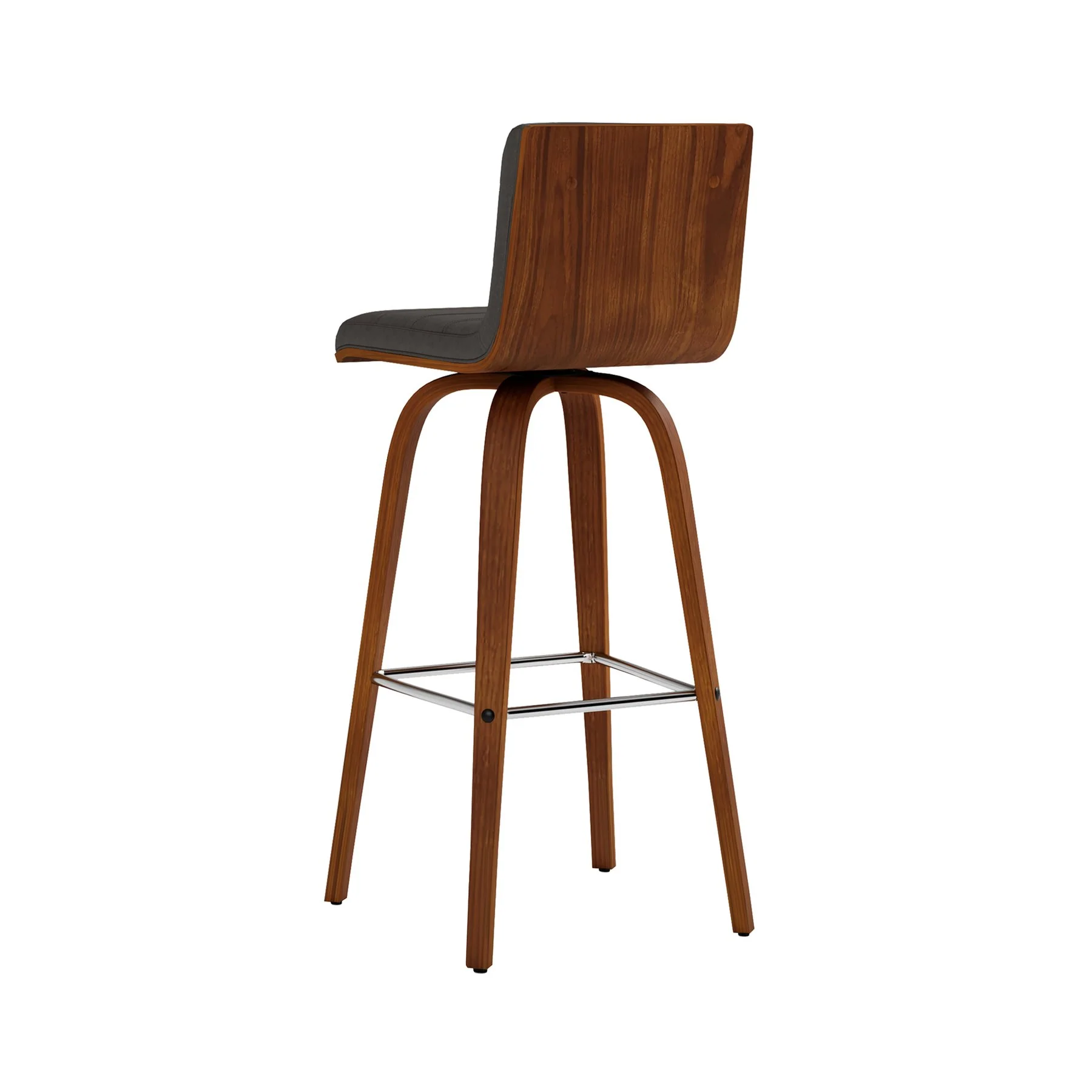 Vienna 30" Swivel Bar Stool in Walnut Wood Finish with Gray Faux Leather - Image 7