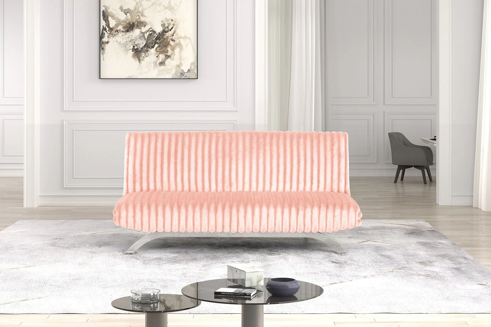 Villeneuve Futon Sofa Bed, Pink - Image 3