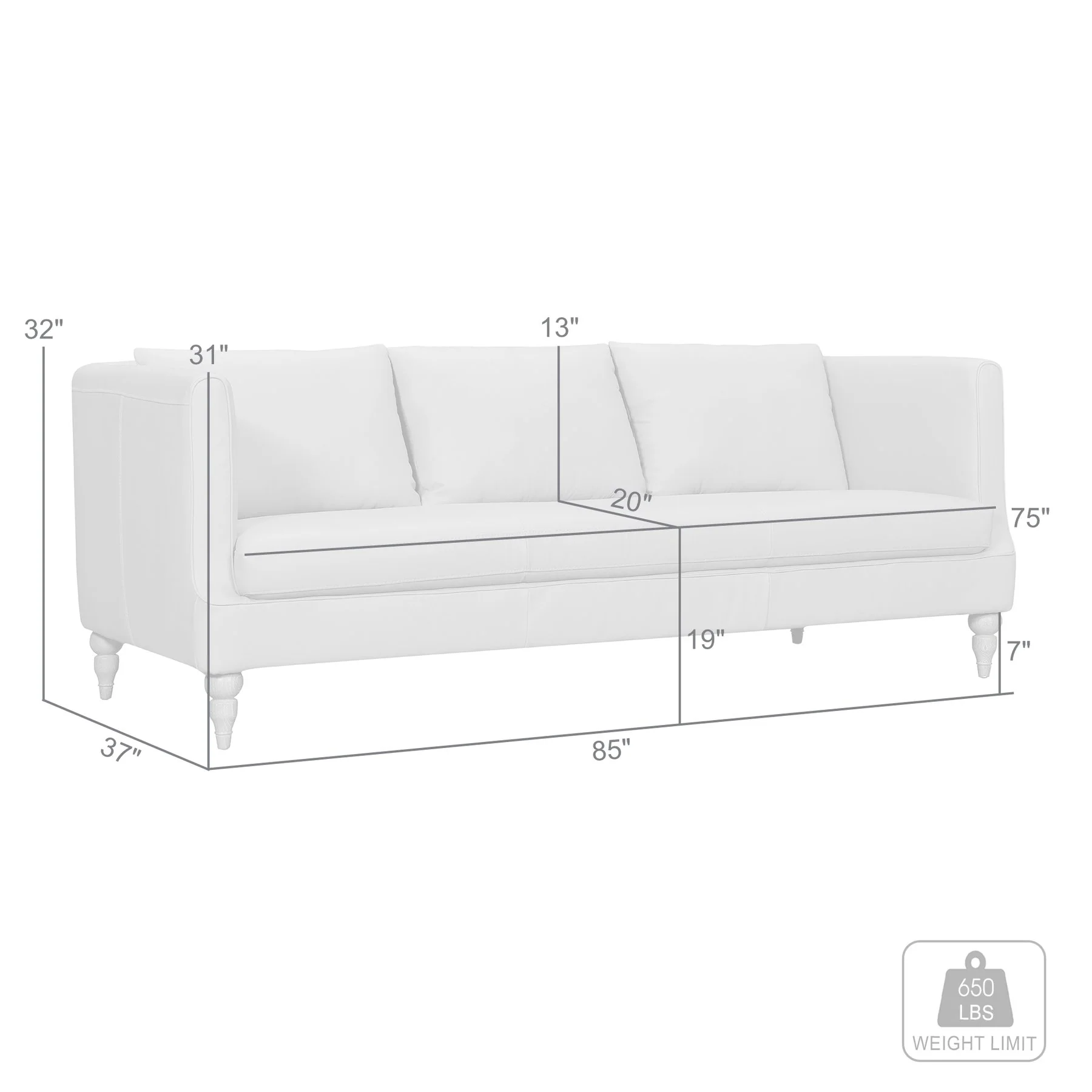 Vincenza 85" Dark Brown Leather Sofa - Image 8
