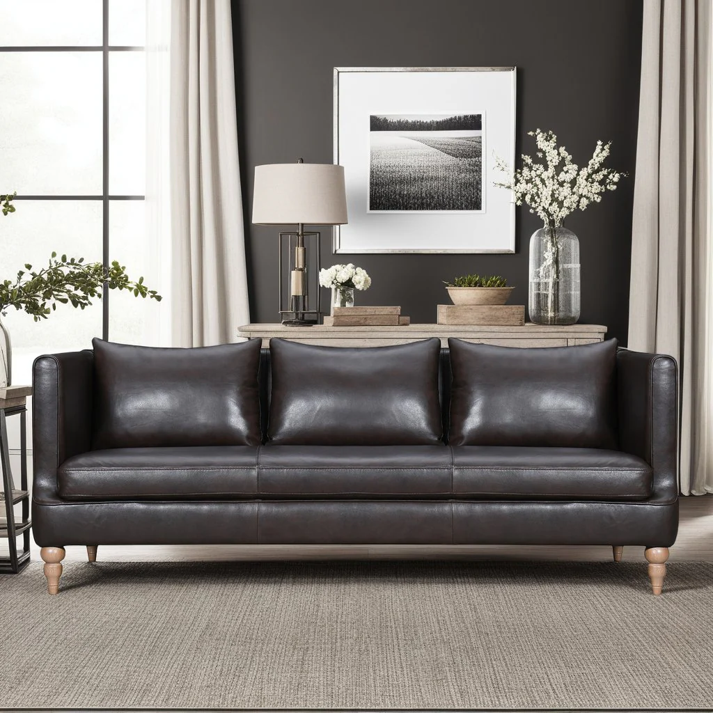 Vincenza 85" Dark Brown Leather Sofa - Image 9
