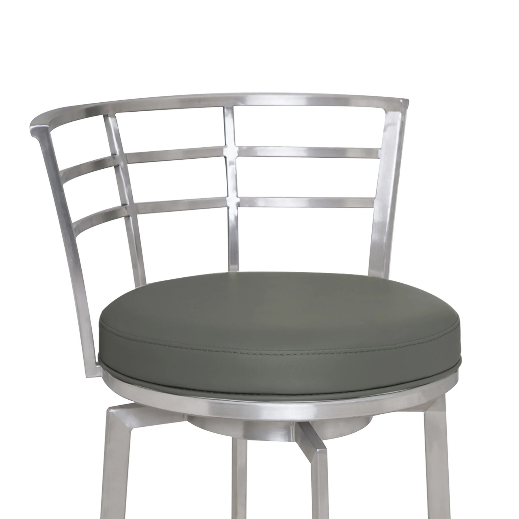 Viper 26" Counter Height Swivel Gray Faux Leather and Brushed Stainless Steel Bar Stool - Image 3