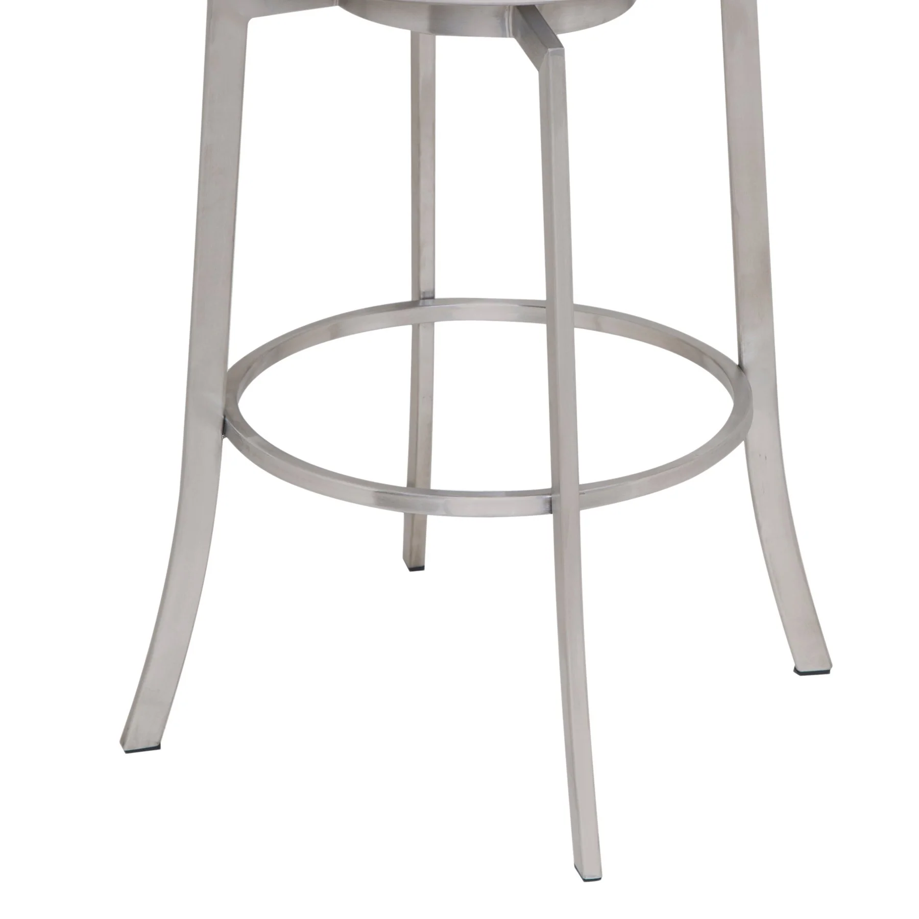 Viper 26" Counter Height Swivel White Faux Leather and Brushed Stainless Steel Bar Stool - Image 3