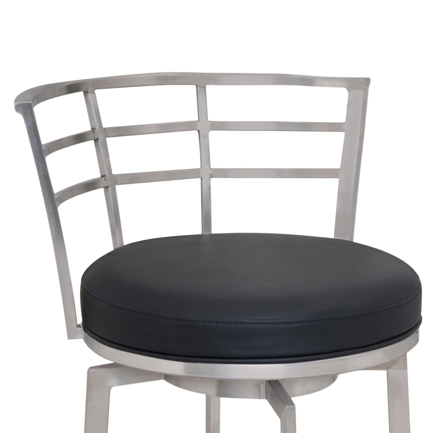 Viper 30" Bar Height Swivel Black Faux Leather and Brushed Stainless Steel Bar Stool - Image 2
