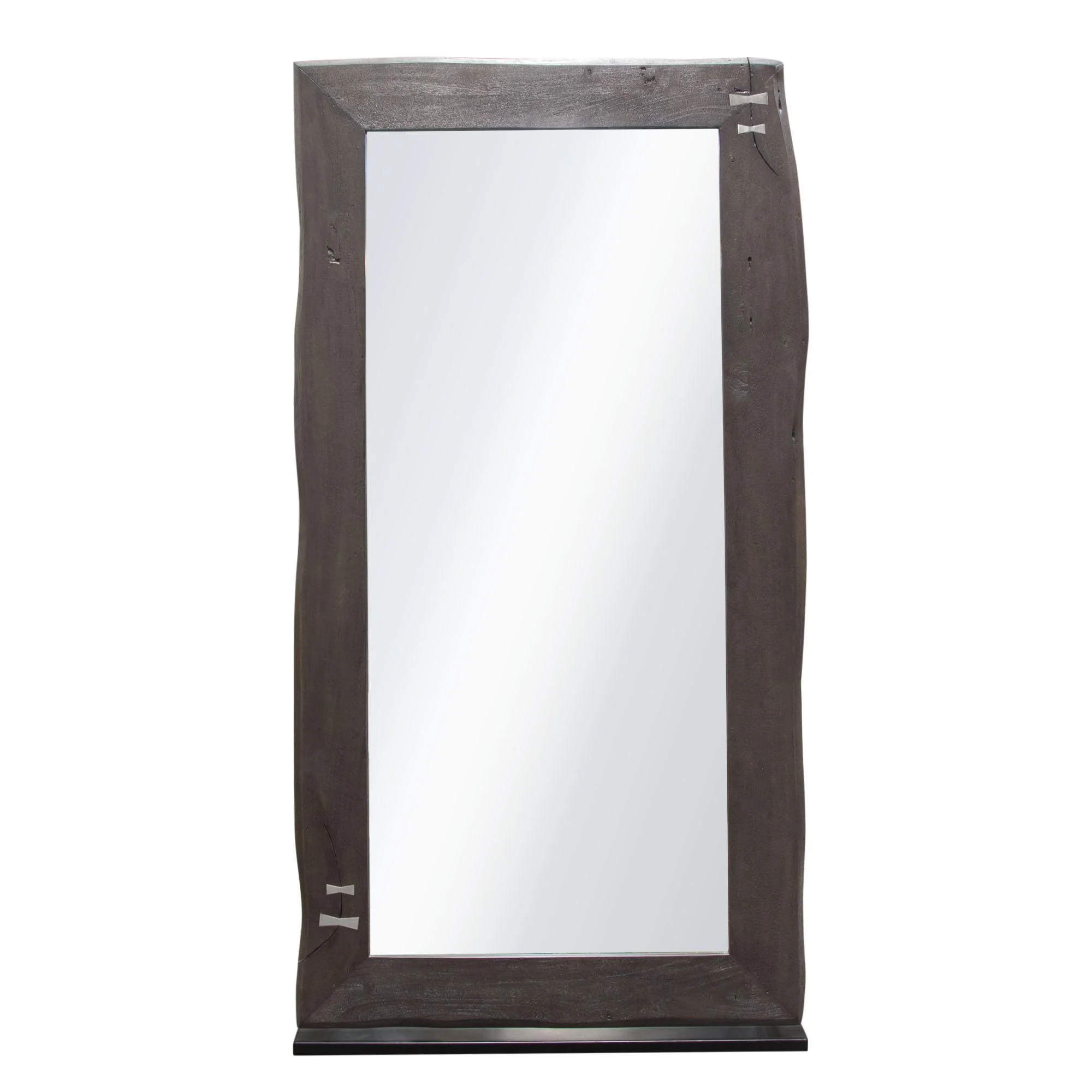 Vista Solid Acacia Wood Mirror w/ Live Edge in Espresso Finish w/ Silver Inlay & Black Self-Supporting Stand by Diamond Sofa - Image 2