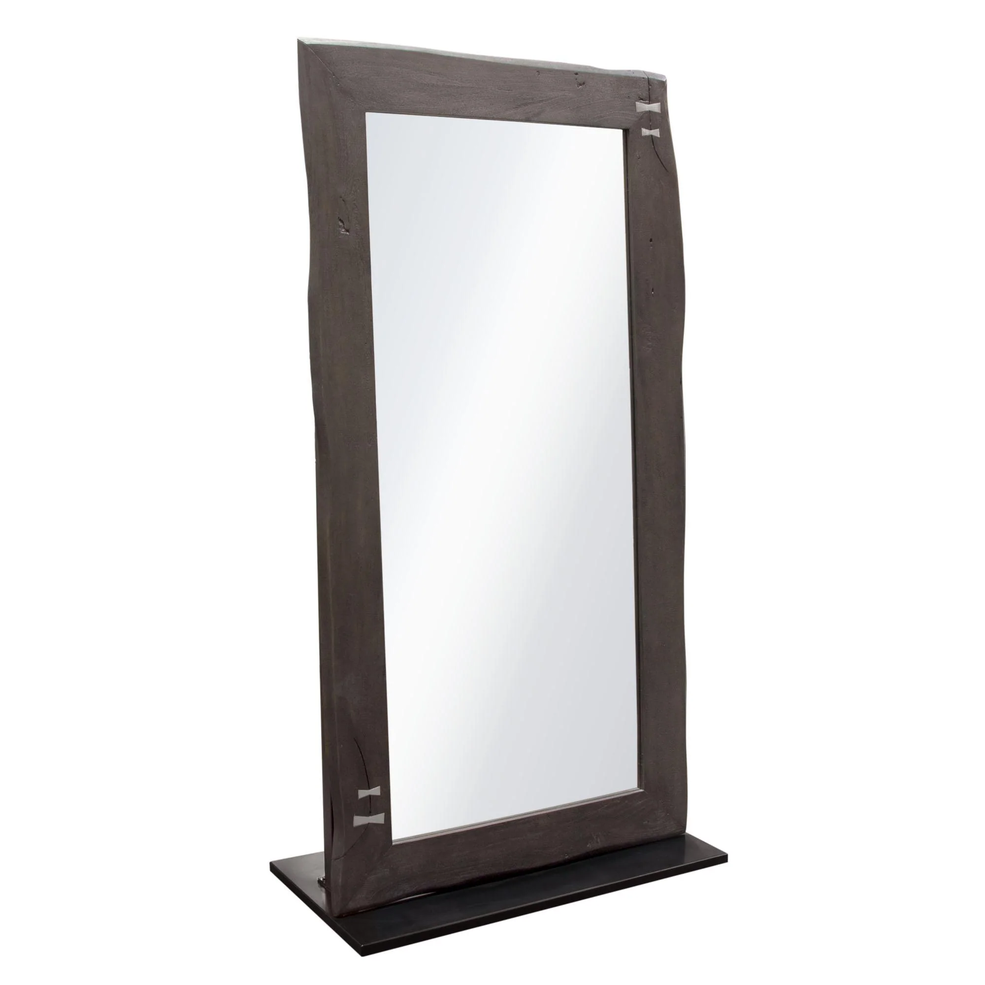 Vista Solid Acacia Wood Mirror w/ Live Edge in Espresso Finish w/ Silver Inlay & Black Self-Supporting Stand by Diamond Sofa - Image 4