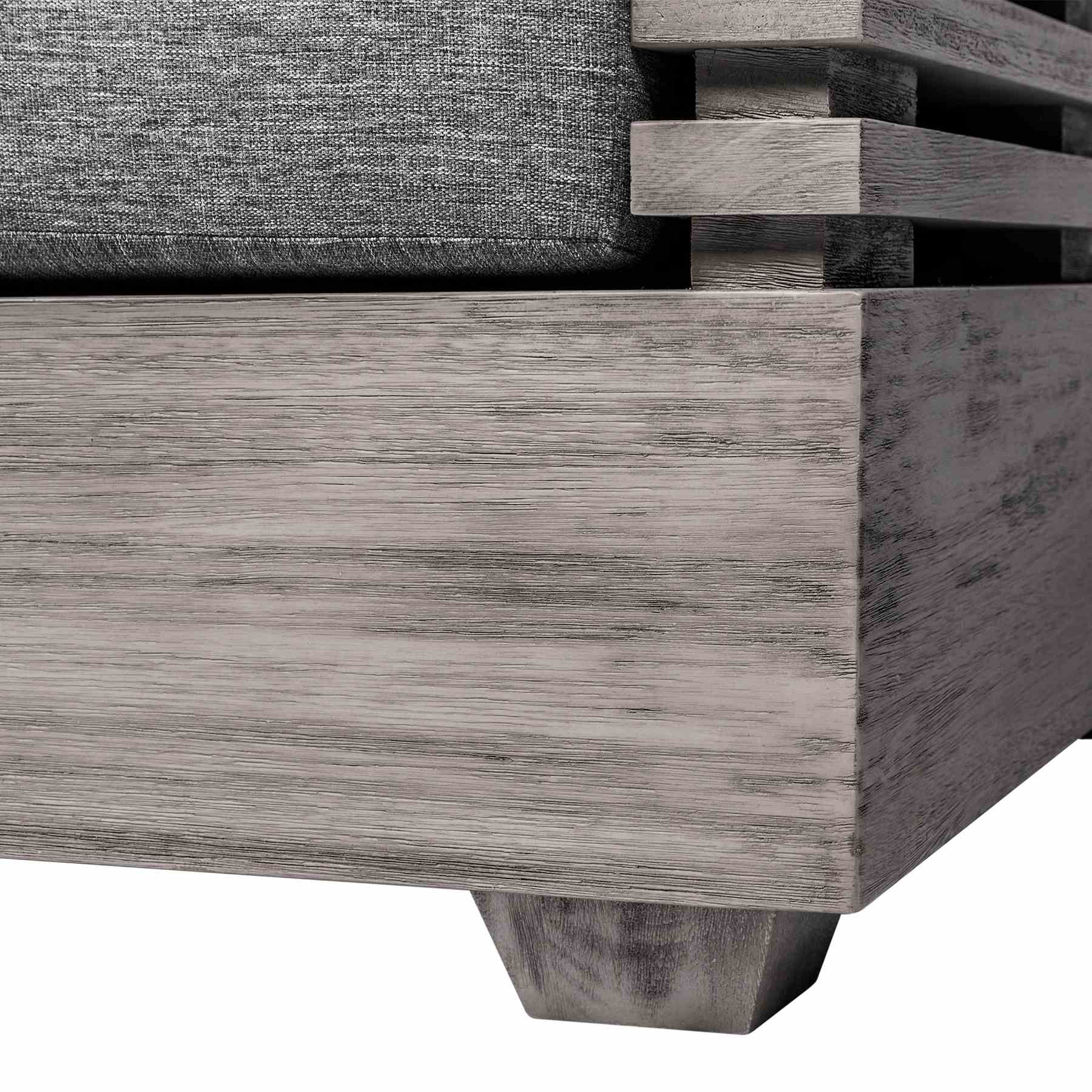 Vivid Outdoor Patio 4 Piece Conversation Set in Gray Eucalyptus Wood with Gray Olefin Cushions - Image 10