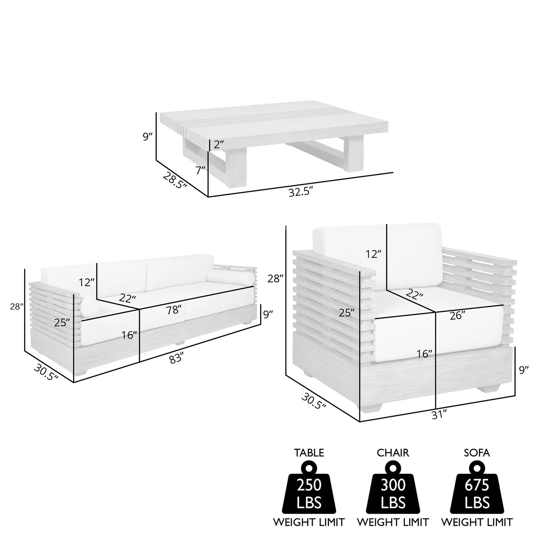 Vivid Outdoor Patio 4 Piece Conversation Set in Gray Eucalyptus Wood with Gray Olefin Cushions - Image 12