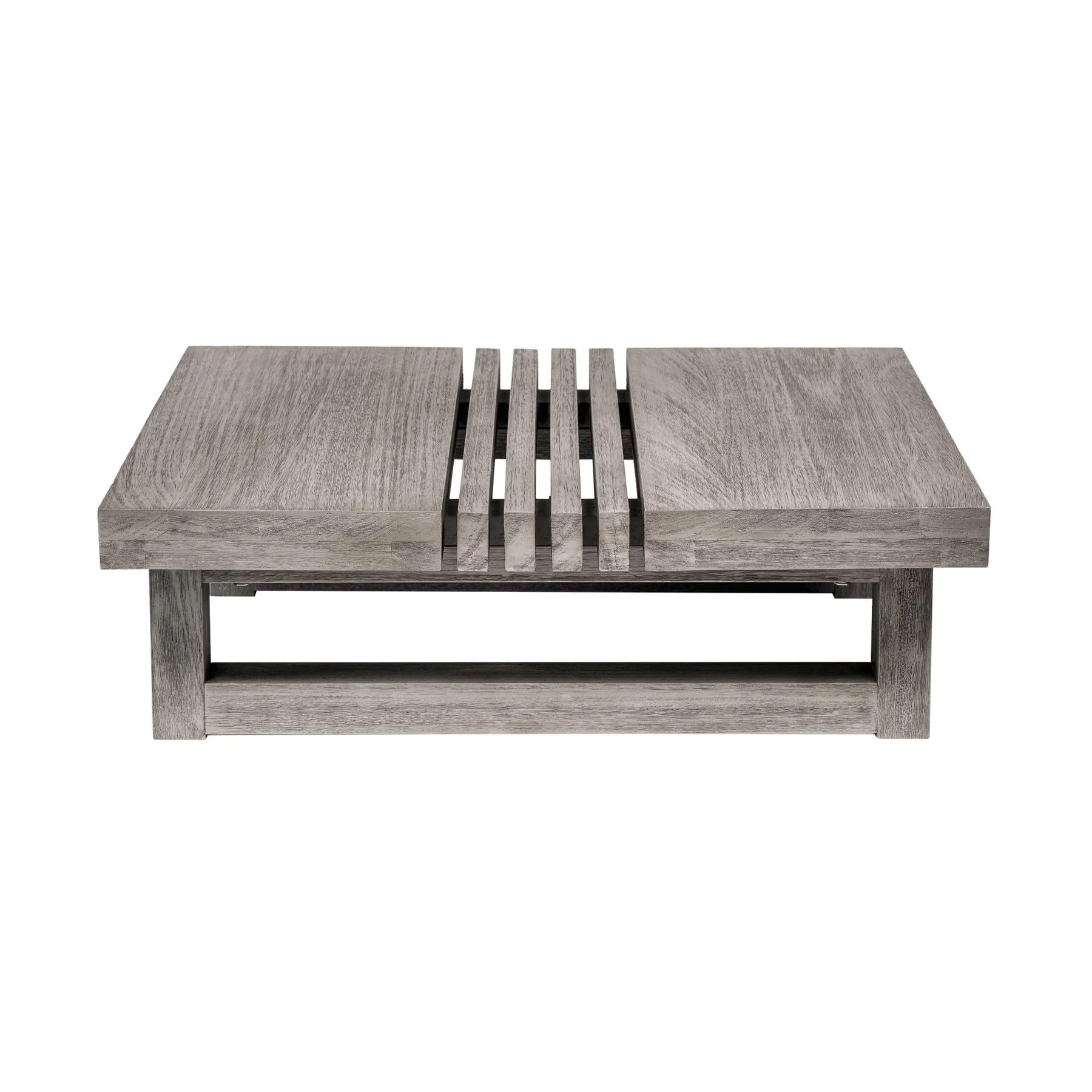 Vivid Outdoor Patio 4 Piece Conversation Set in Gray Eucalyptus Wood with Gray Olefin Cushions - Image 8