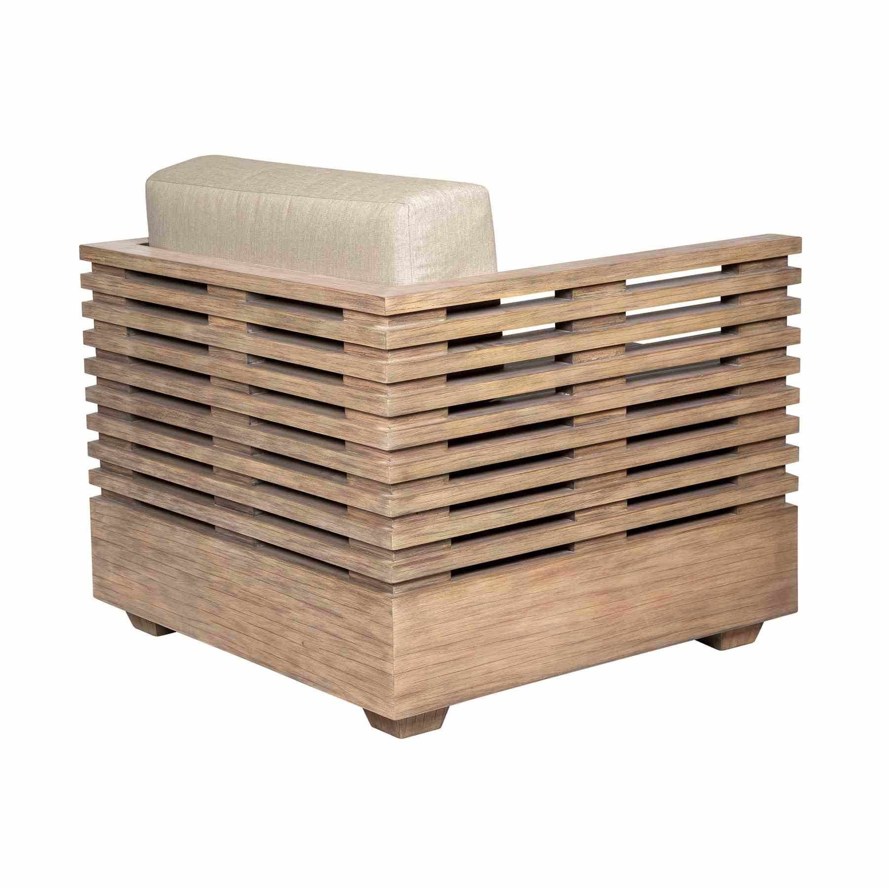 Vivid Outdoor Patio 4 Piece Conversation Set in Light Eucalyptus Wood with Taupe Olefin Cushions - Image 6