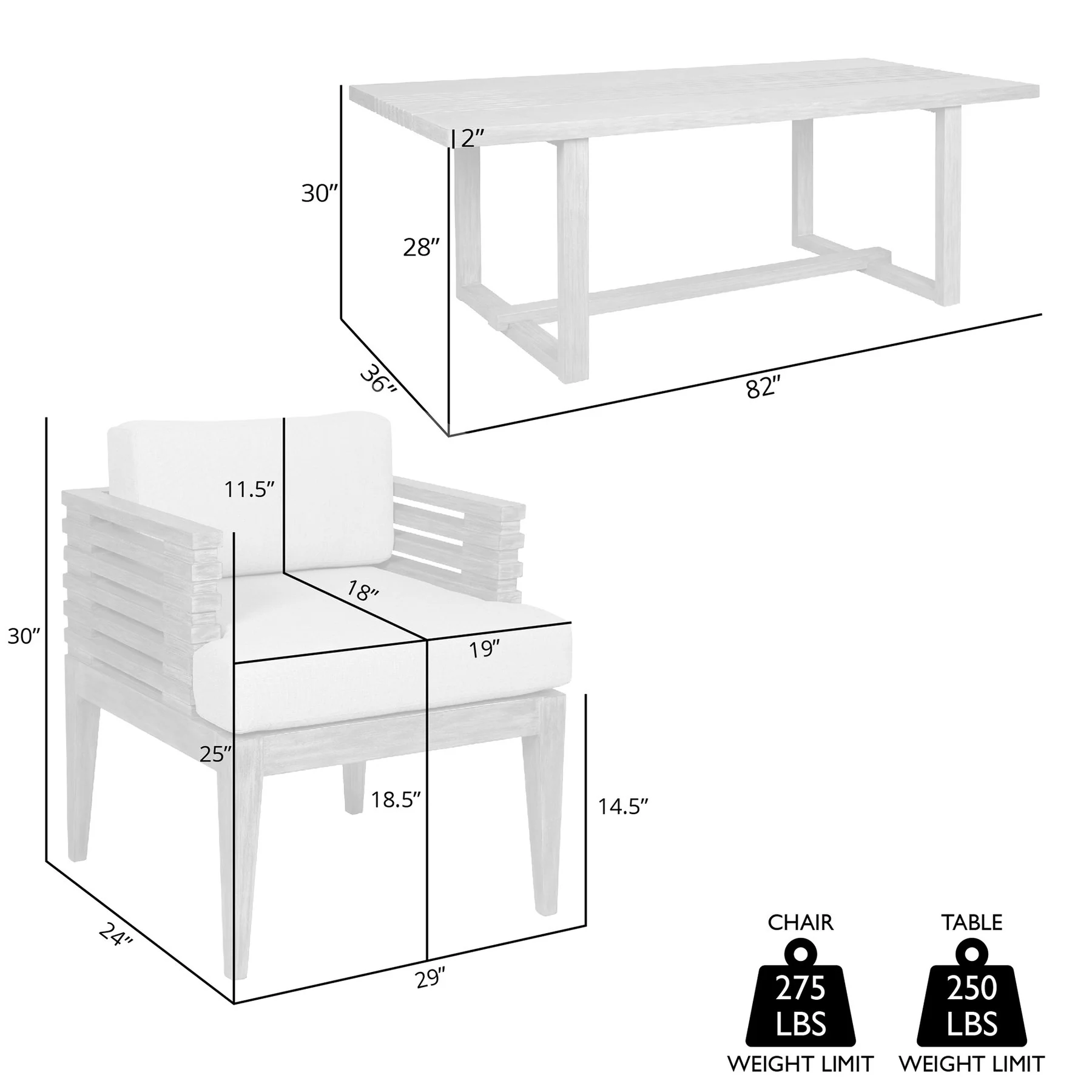 Vivid Outdoor Patio 5 Piece Dining Set in Light Eucalyptus Wood with Taupe Olefin Cushions - Image 12