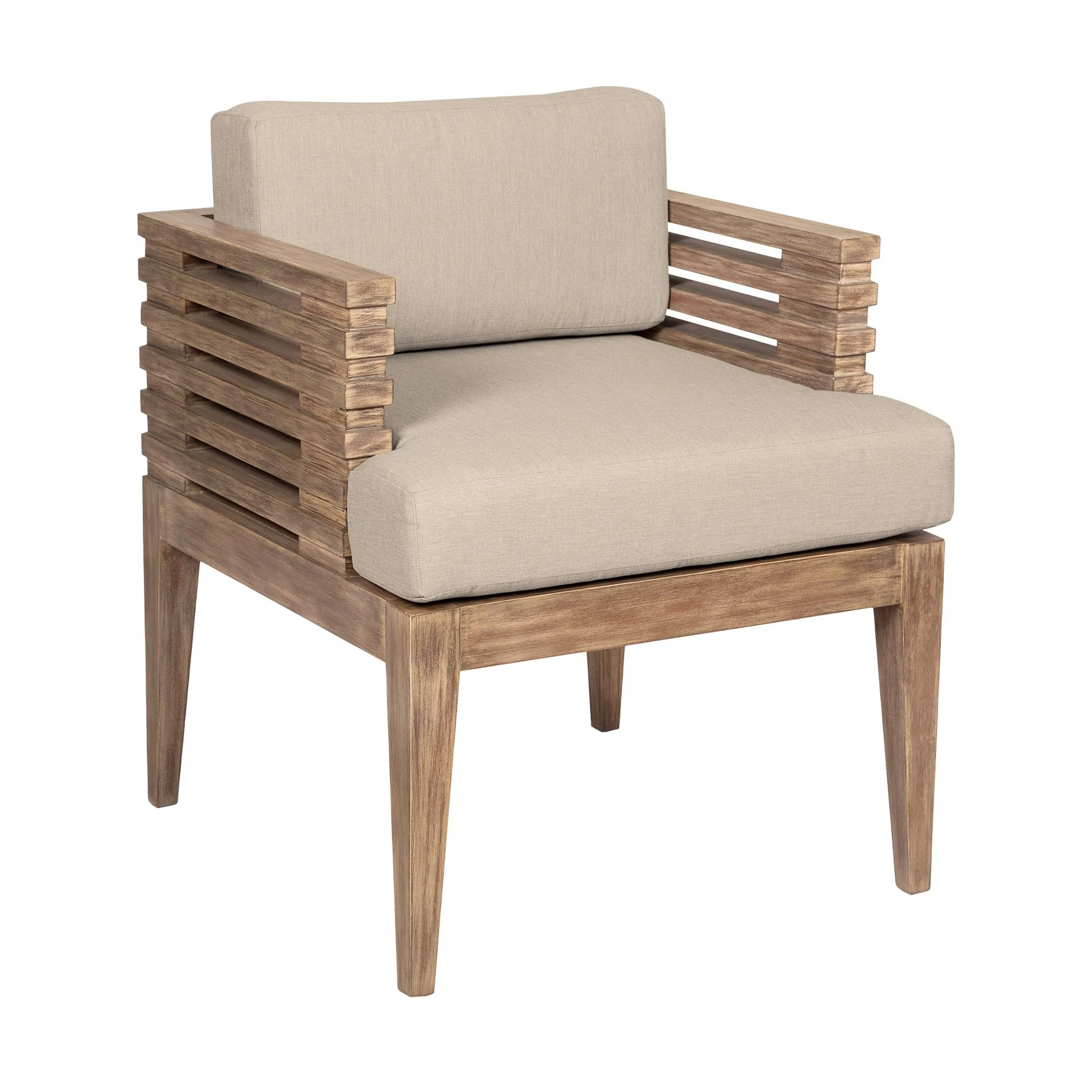 Vivid Outdoor Patio 5 Piece Dining Set in Light Eucalyptus Wood with Taupe Olefin Cushions - Image 3