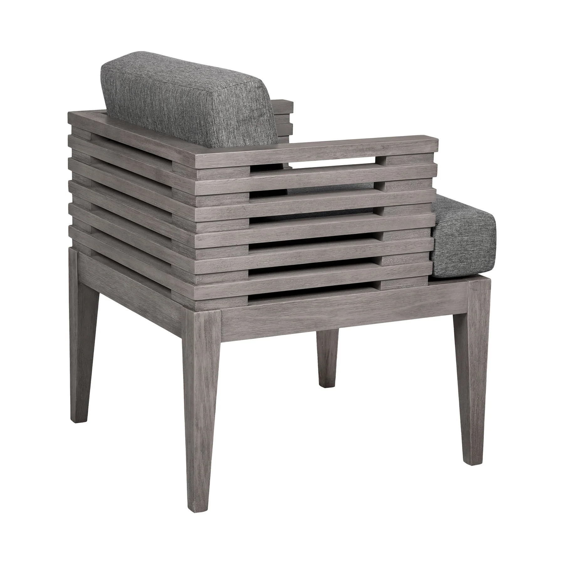 Vivid Outdoor Patio 7 Piece Dining Set in Gray Eucalyptus Wood with Gray Olefin Cushions - Image 3