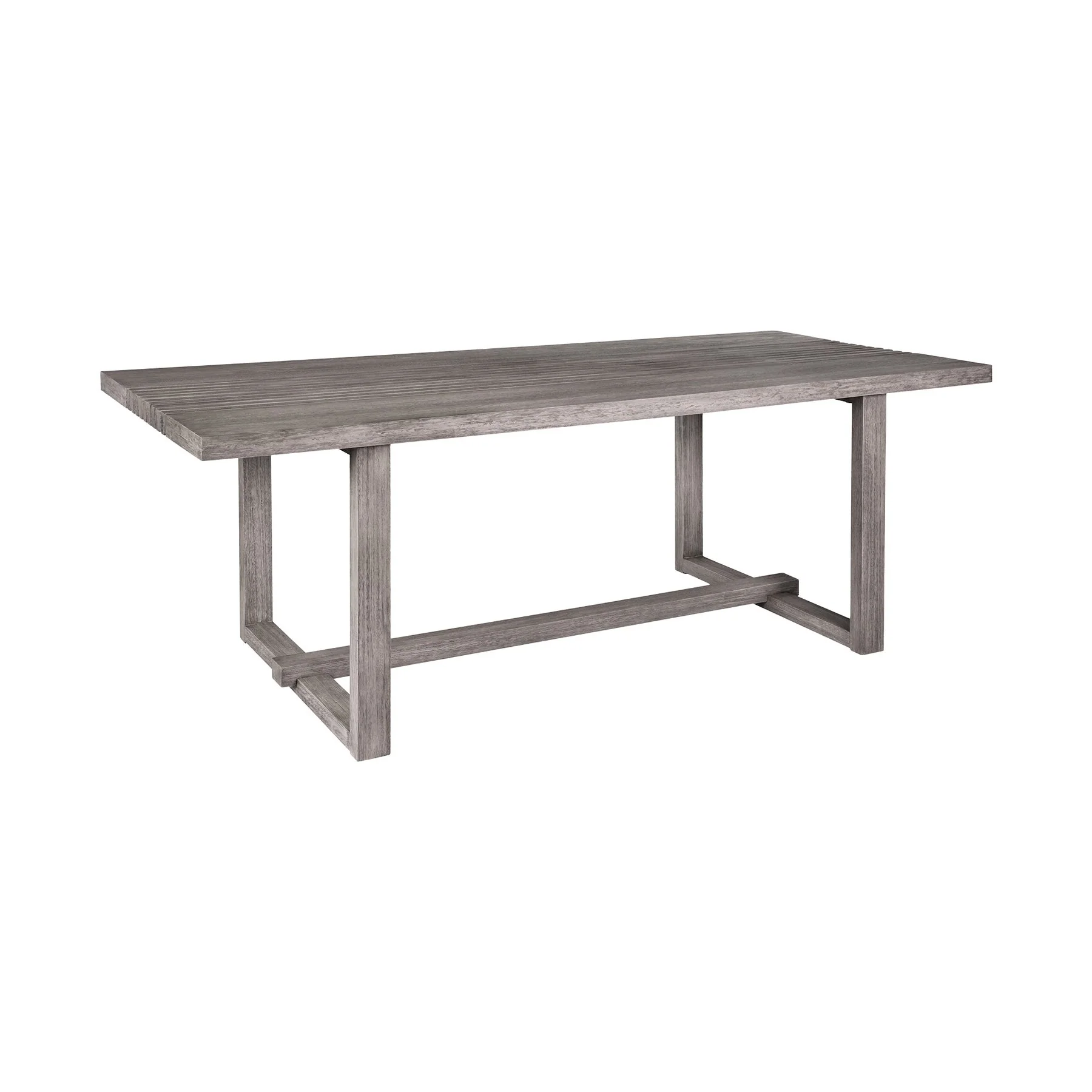 Vivid Outdoor Patio 7 Piece Dining Set in Gray Eucalyptus Wood with Gray Olefin Cushions - Image 4