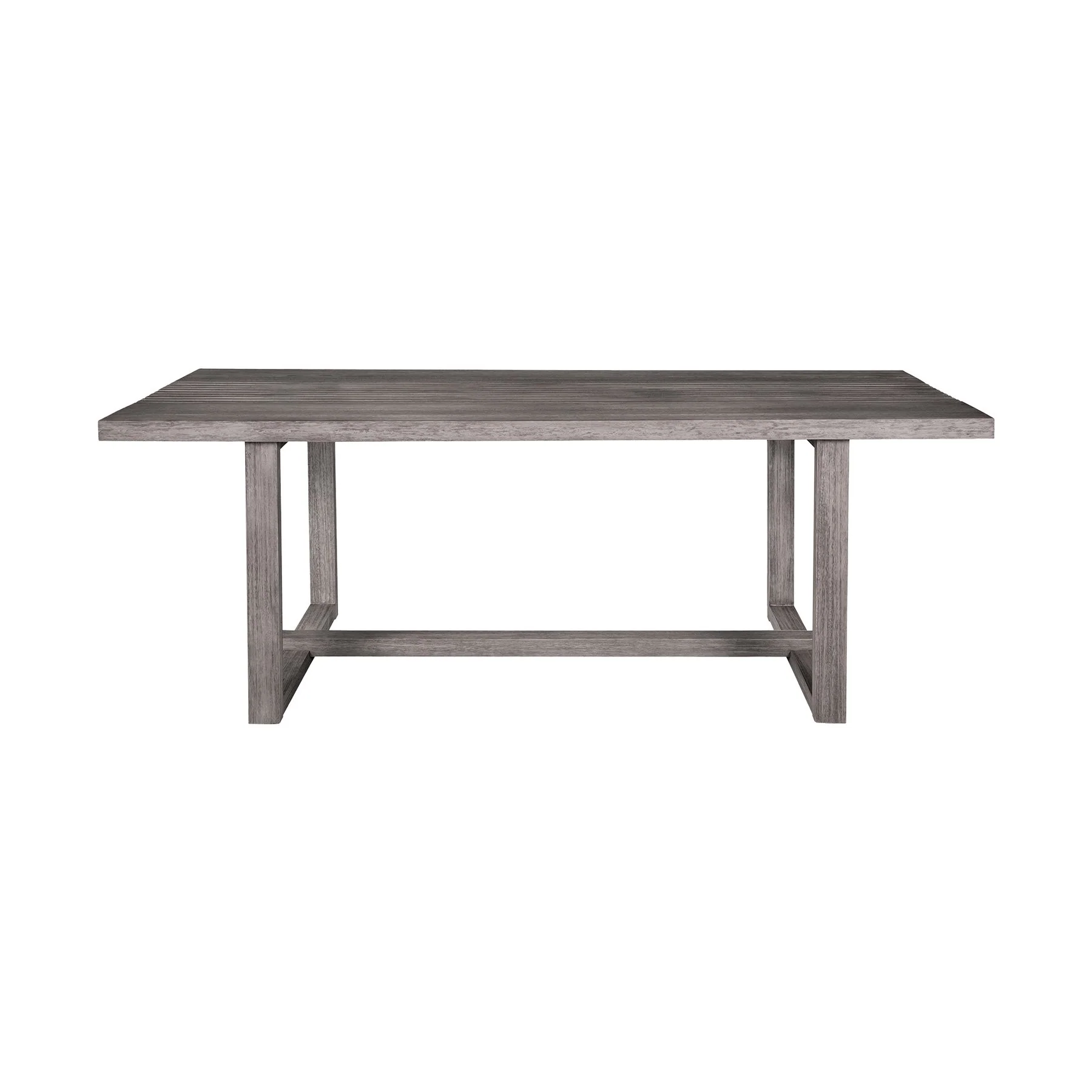 Vivid Outdoor Patio 7 Piece Dining Set in Gray Eucalyptus Wood with Gray Olefin Cushions - Image 5