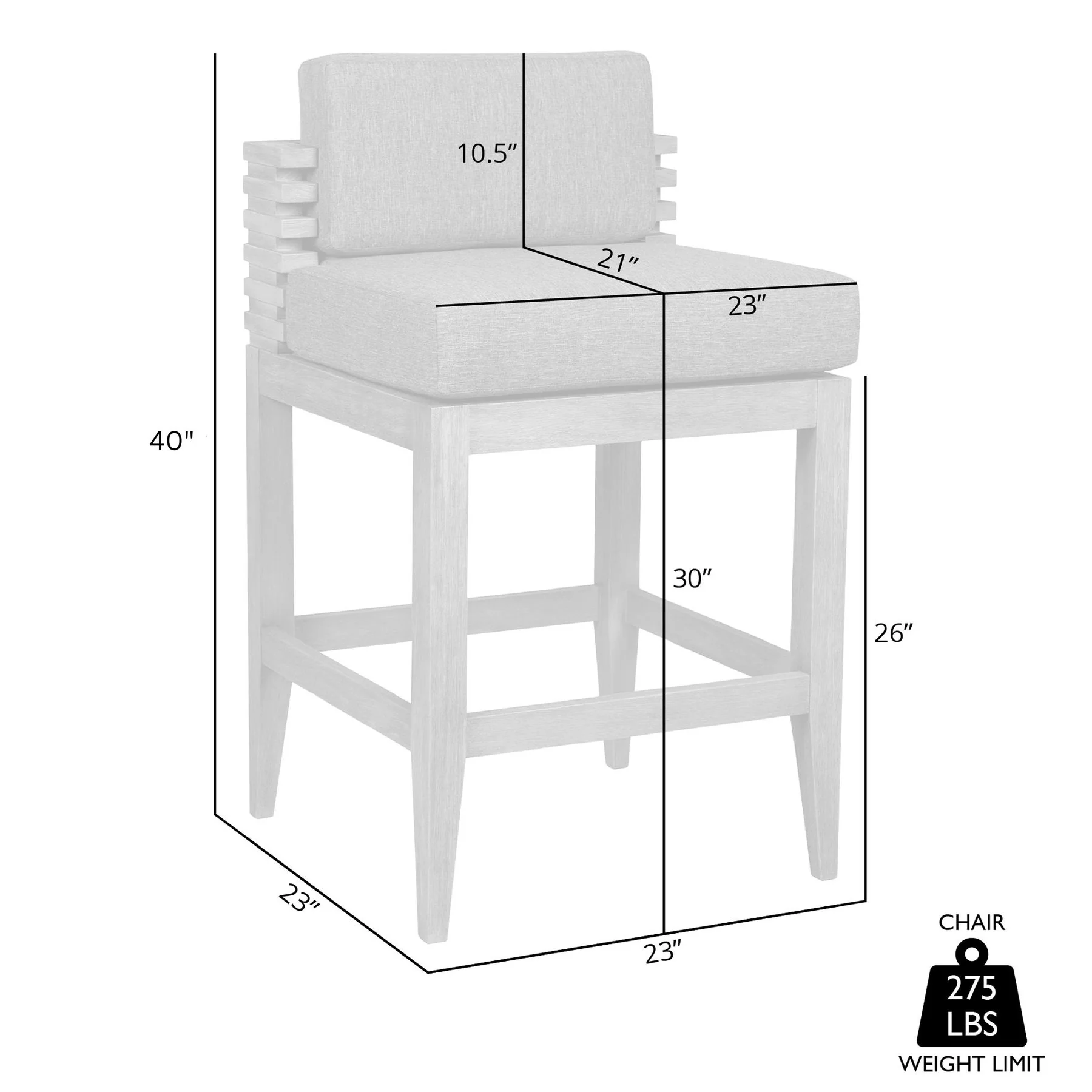 Vivid Outdoor Patio Bar Stool in Light Eucalyptus Wood with Taupe Olefin Cushions - Image 10