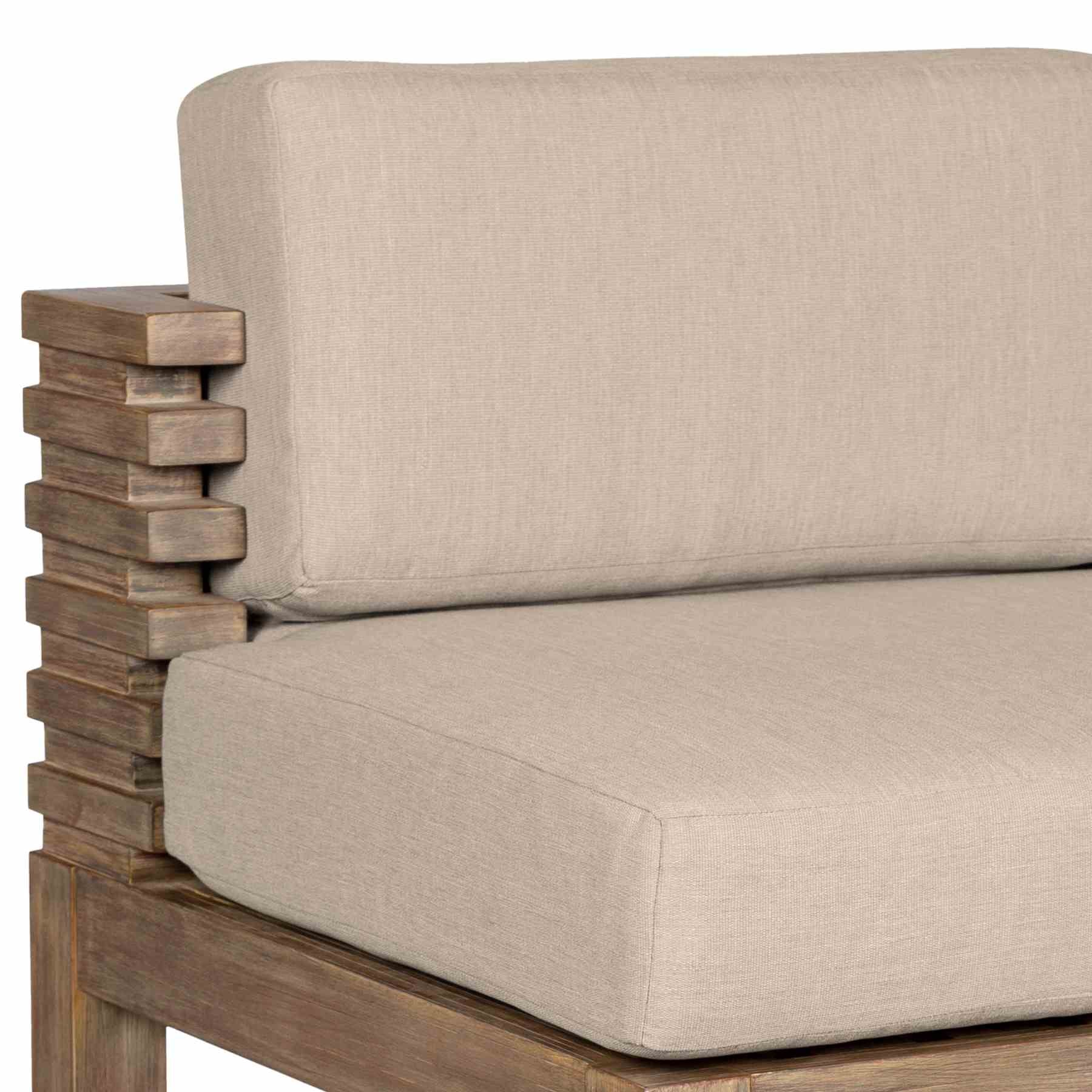Vivid Outdoor Patio Bar Stool in Light Eucalyptus Wood with Taupe Olefin Cushions - Image 7