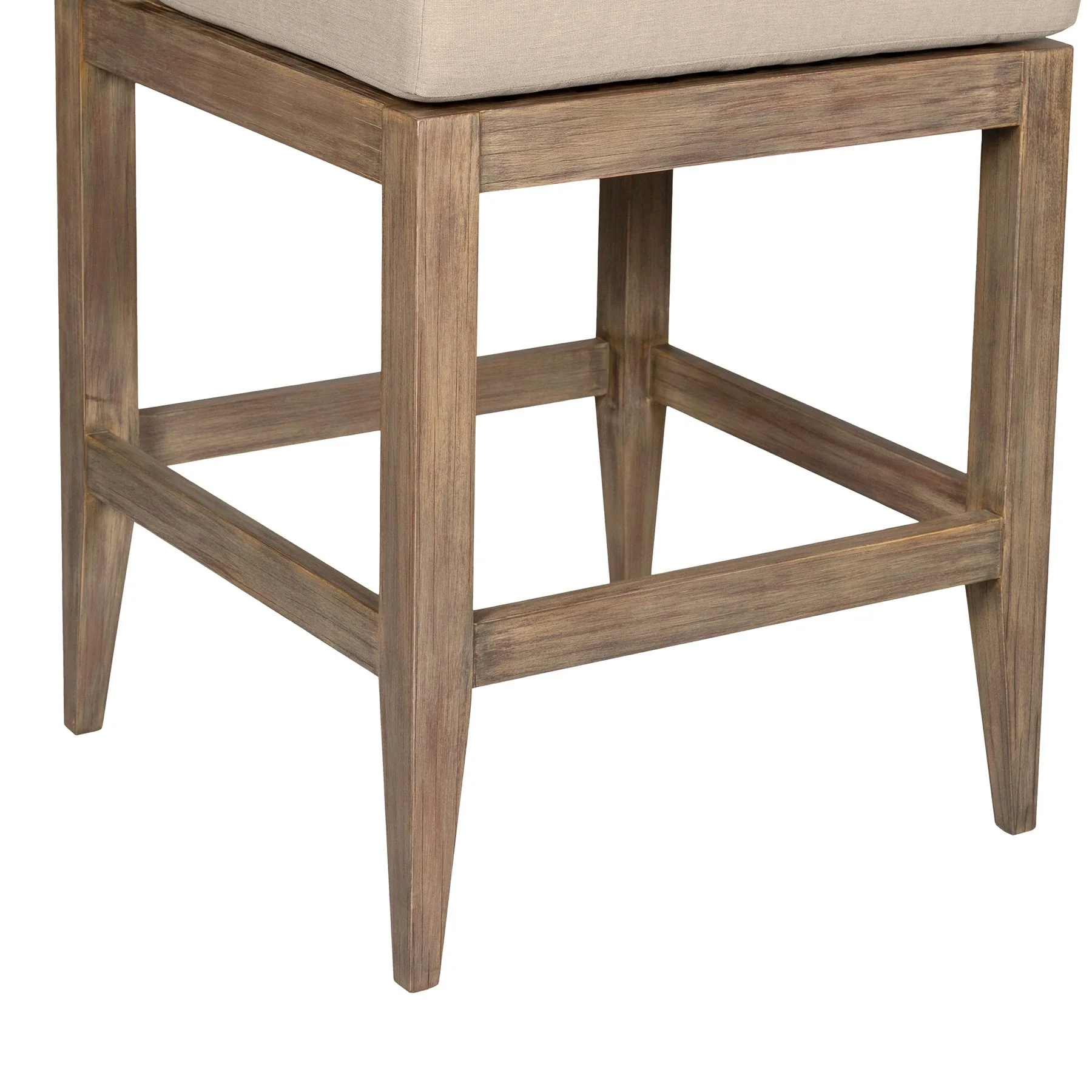 Vivid Outdoor Patio Bar Stool in Light Eucalyptus Wood with Taupe Olefin Cushions - Image 9