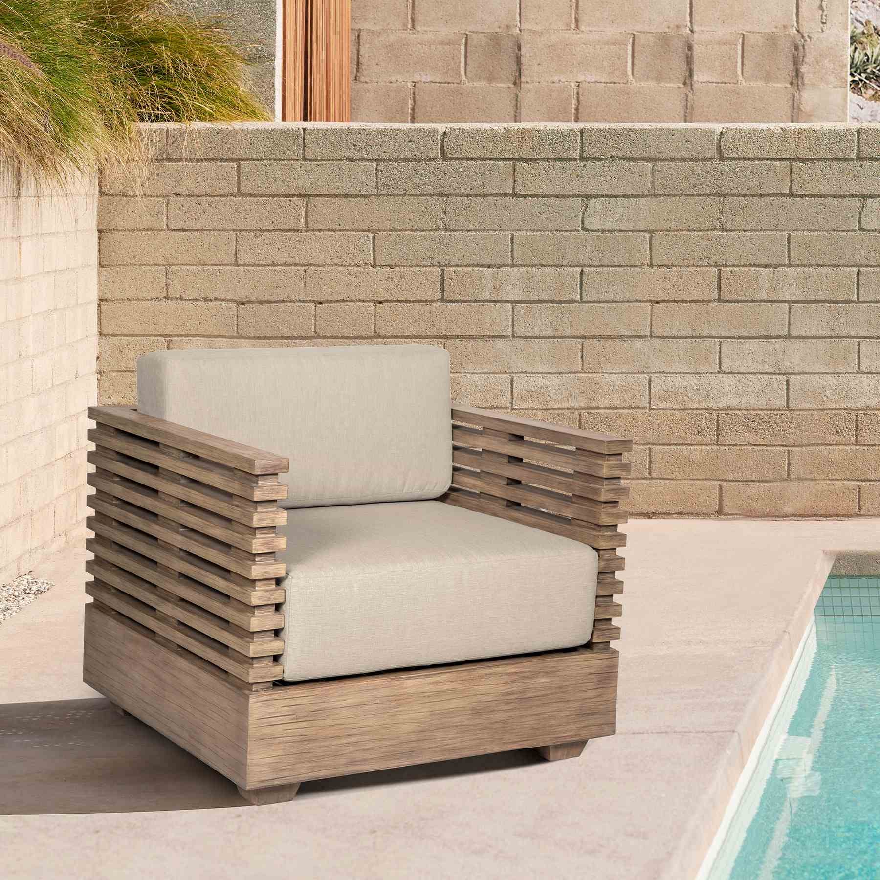 Vivid Outdoor Patio Chair in Light Eucalyptus Wood with Taupe Olefin Cushions - Image 10