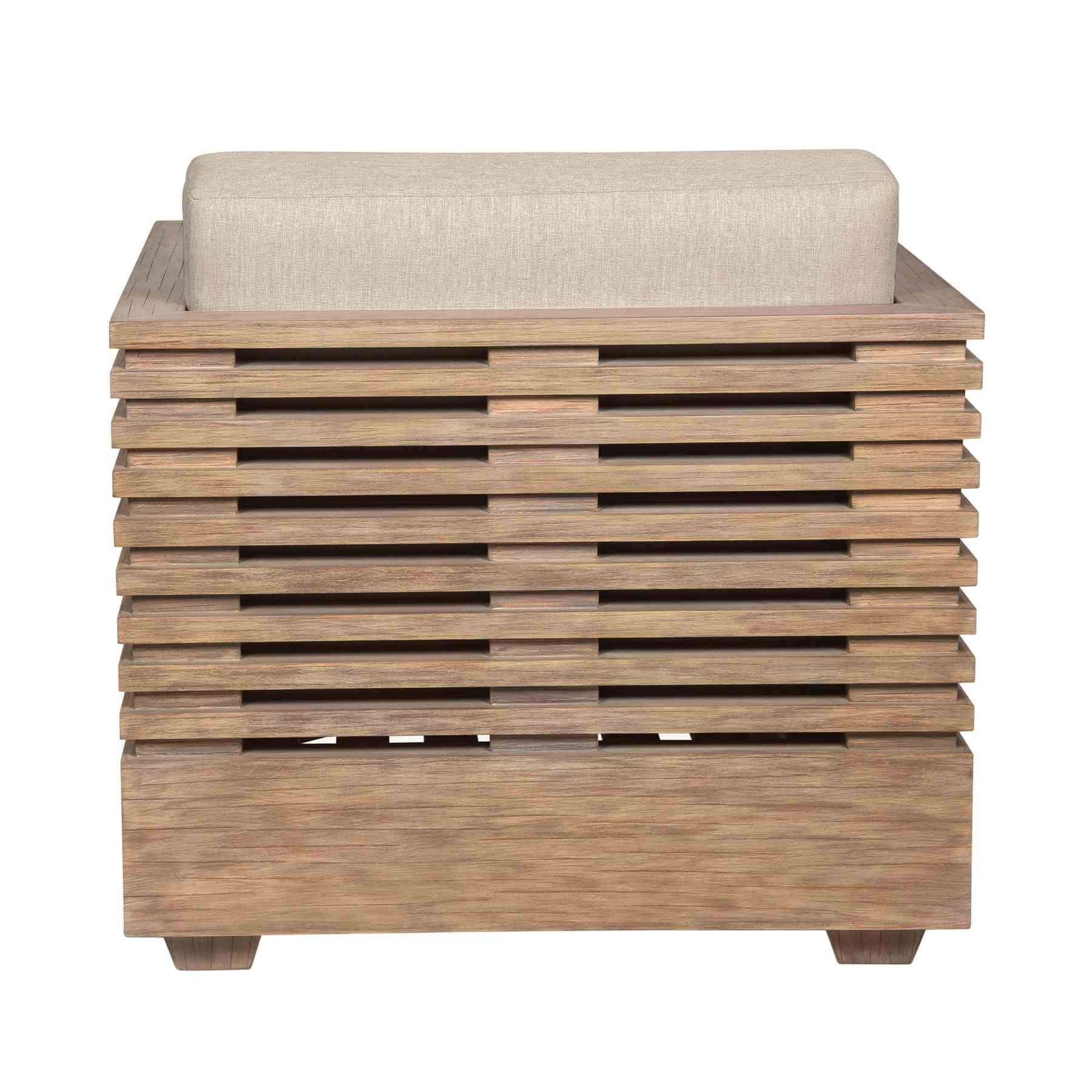 Vivid Outdoor Patio Chair in Light Eucalyptus Wood with Taupe Olefin Cushions - Image 5