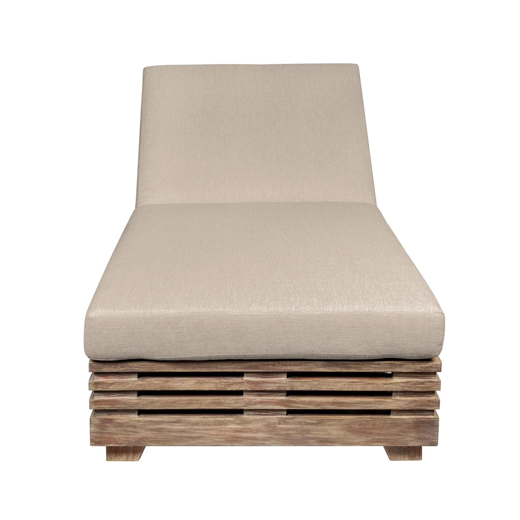 Vivid Outdoor Patio Chaise Lounge Chair in Light Eucalyptus Wood with Taupe Olefin Cushions - Image 2