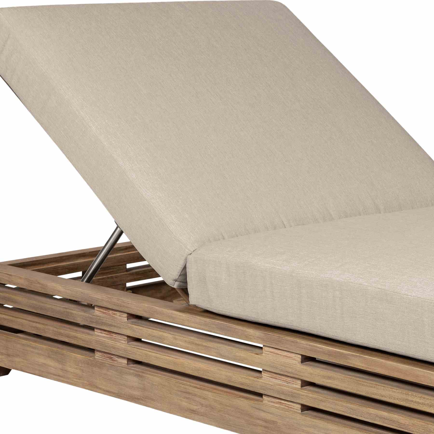 Vivid Outdoor Patio Chaise Lounge Chair in Light Eucalyptus Wood with Taupe Olefin Cushions - Image 6
