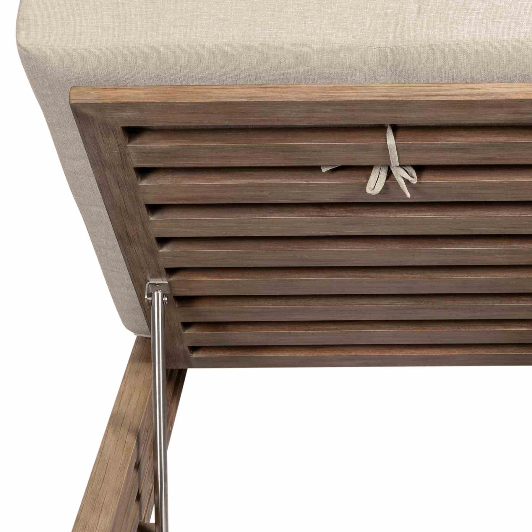 Vivid Outdoor Patio Chaise Lounge Chair in Light Eucalyptus Wood with Taupe Olefin Cushions - Image 8