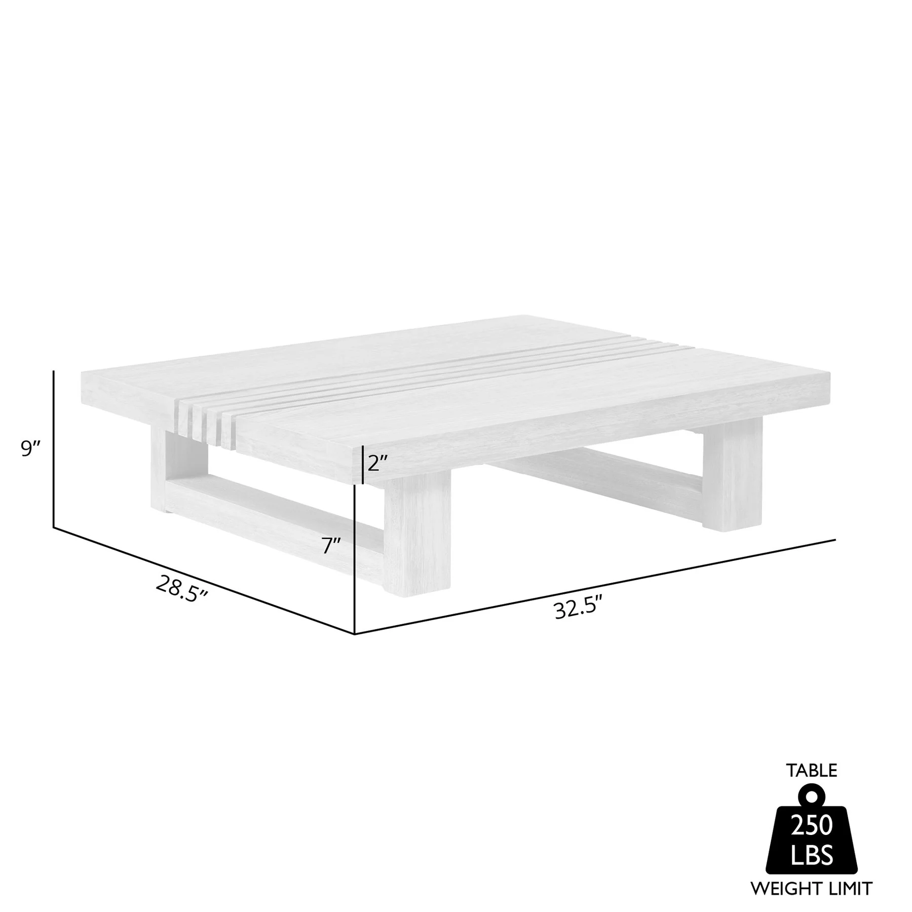 Vivid Outdoor Patio Coffee Table in Gray Eucalyptus Wood - Image 7