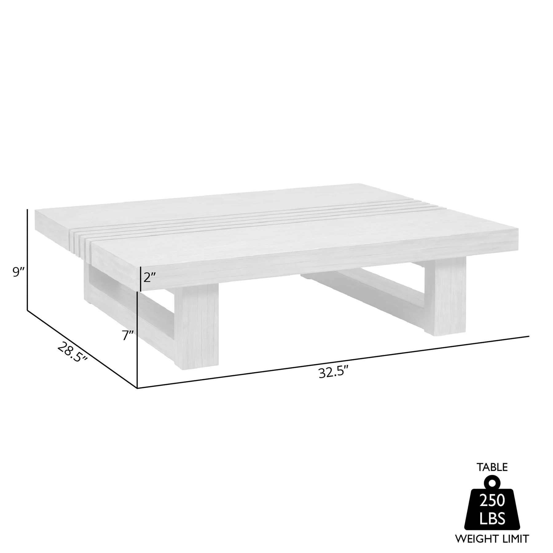 Vivid Outdoor Patio Coffee Table in Light Eucalyptus Wood - Image 7