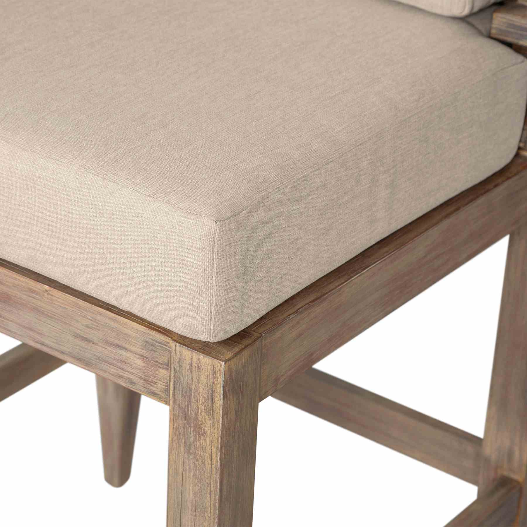Vivid Outdoor Patio Counter Stool in Light Eucalyptus Wood with Taupe Olefin Cushions - Image 8