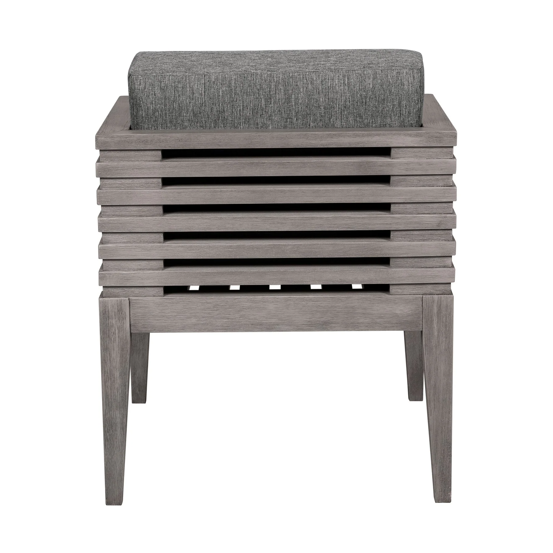Vivid Outdoor Patio Dining Chair in Gray Eucalyptus Wood with Gray Olefin Cushions - Image 5