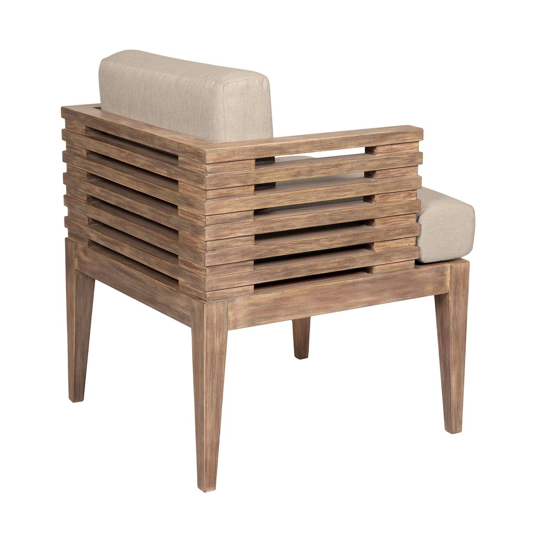 Vivid Outdoor Patio Dining Chair in Light Eucalyptus Wood with Taupe Olefin Cushions - Image 4