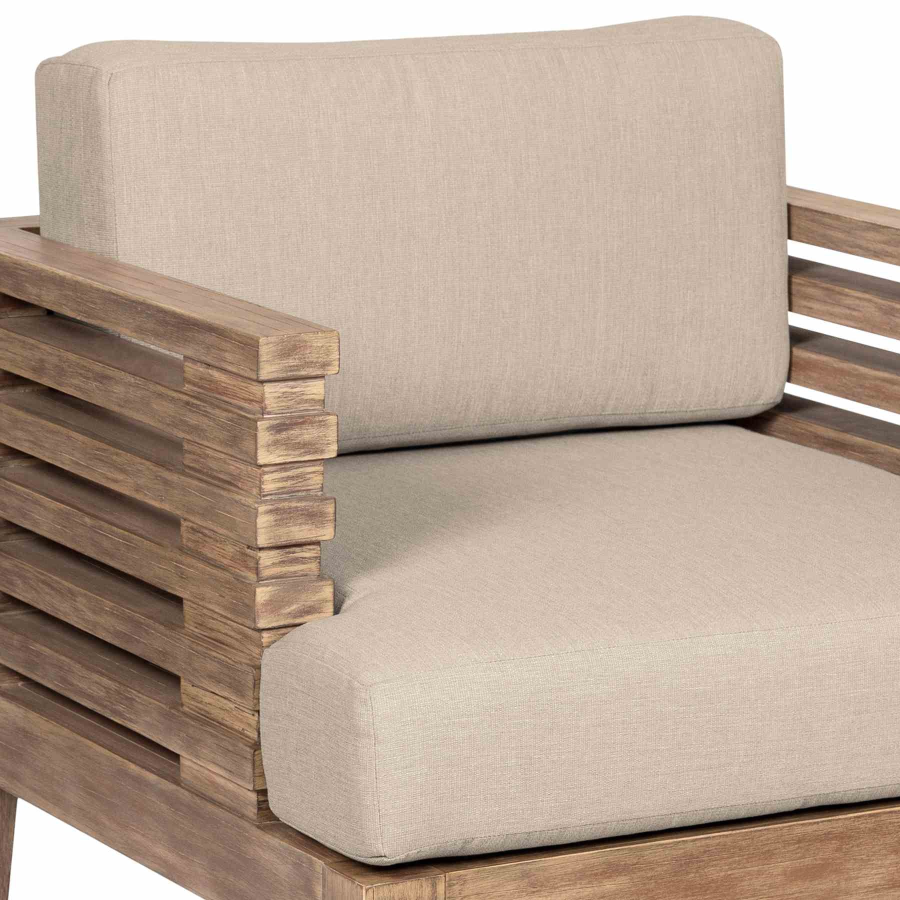 Vivid Outdoor Patio Dining Chair in Light Eucalyptus Wood with Taupe Olefin Cushions - Image 6