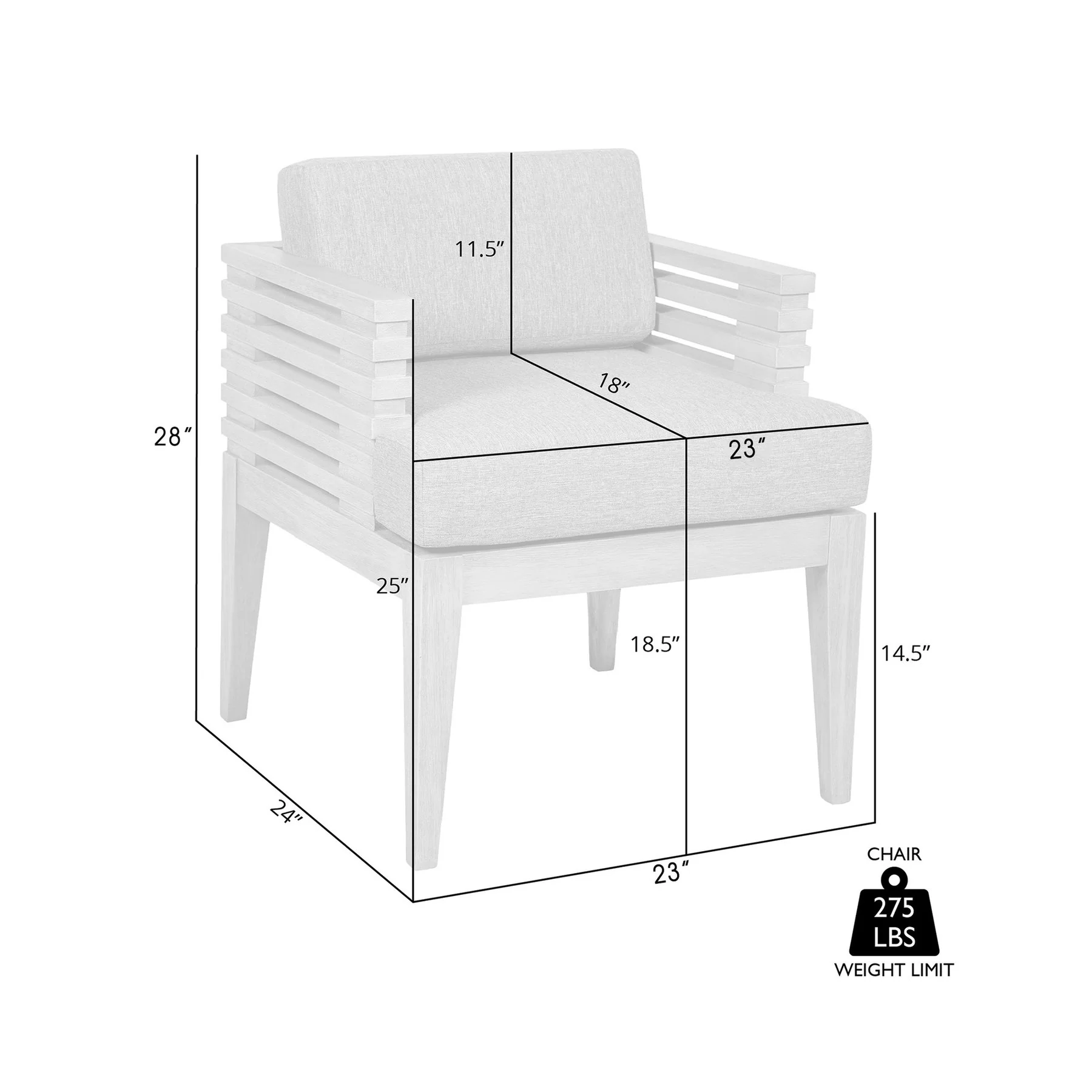 Vivid Outdoor Patio Dining Chair in Light Eucalyptus Wood with Taupe Olefin Cushions - Image 9