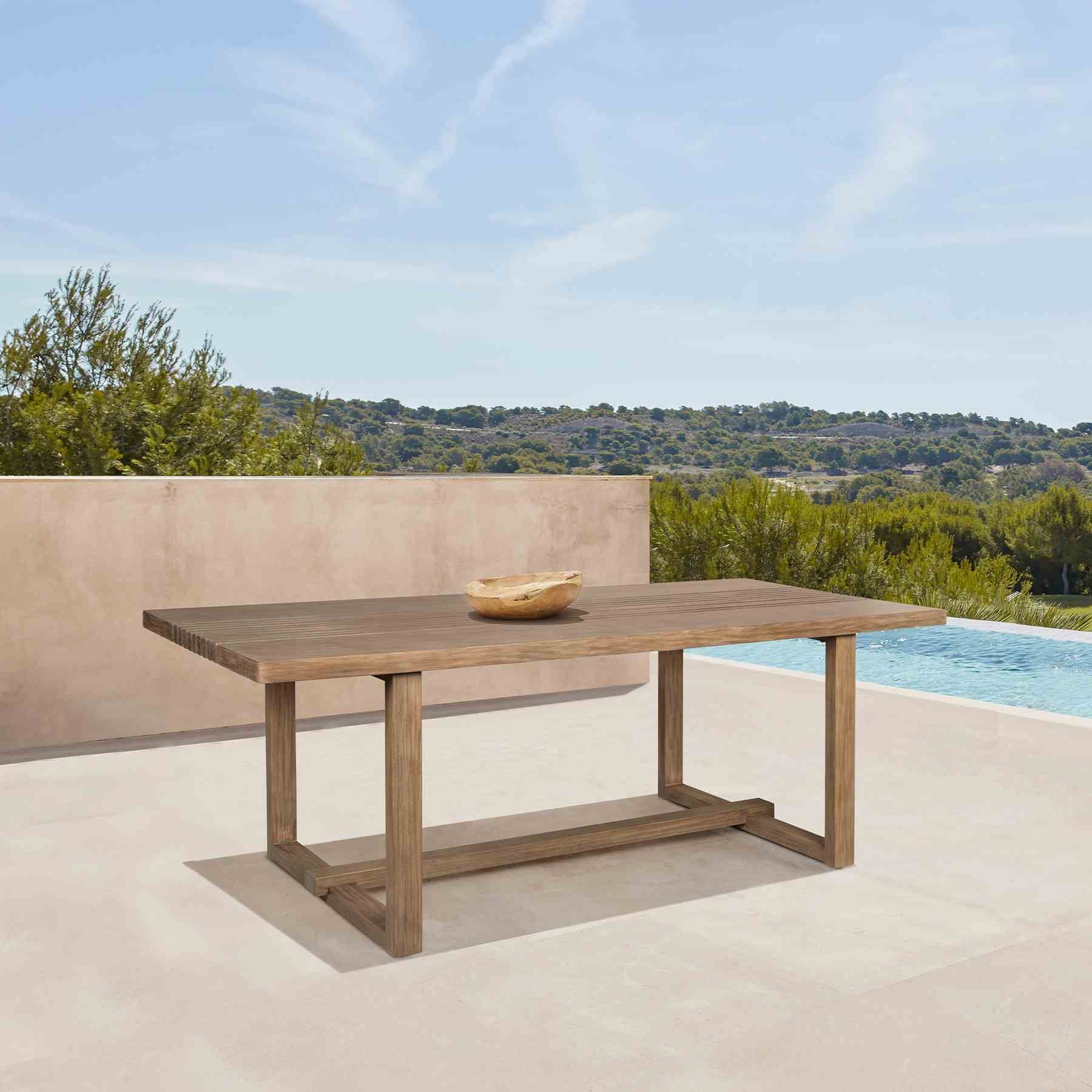 Vivid Outdoor Patio Dining Table in Light Eucalyptus Wood - Image 8