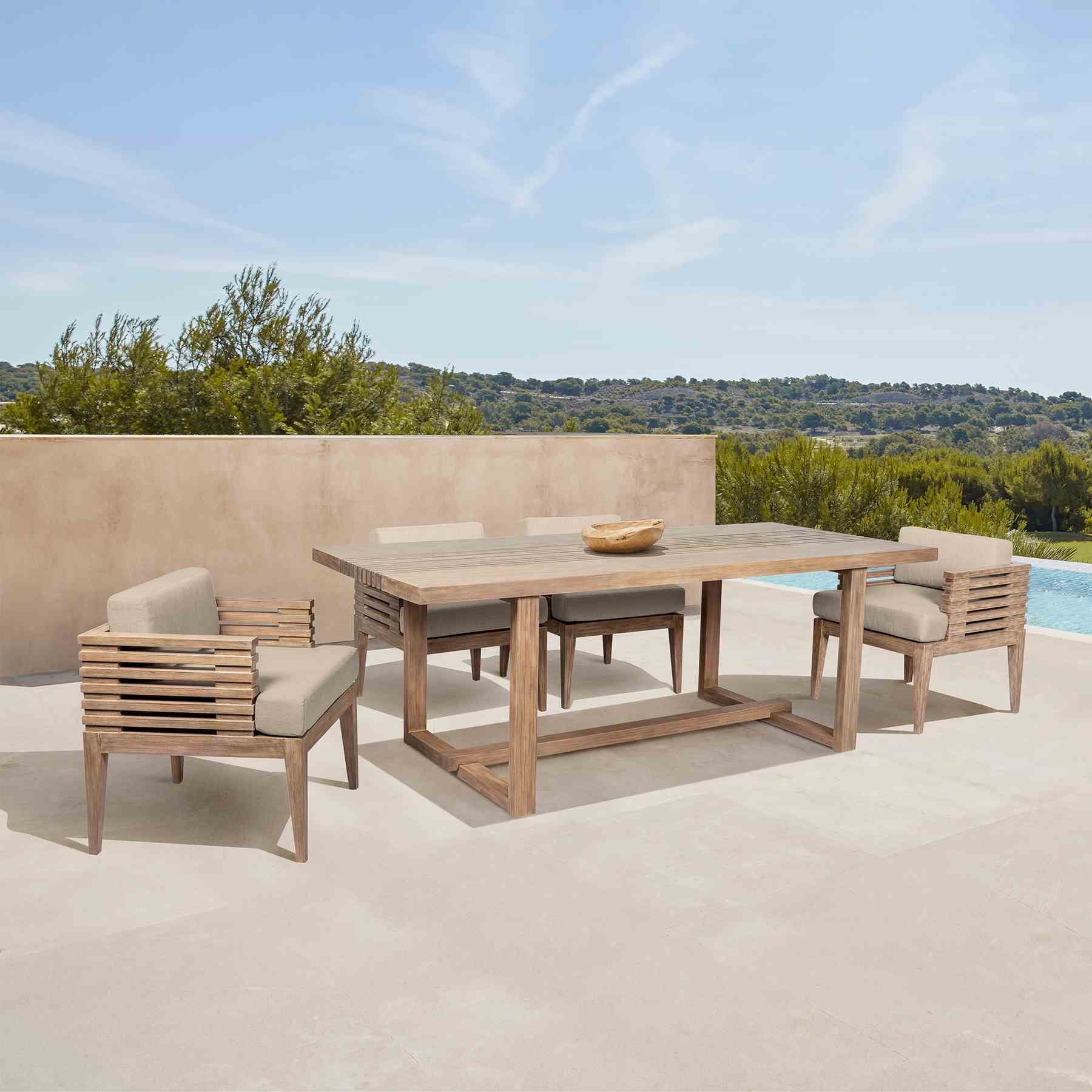 Vivid Outdoor Patio Dining Table in Light Eucalyptus Wood - Image 9
