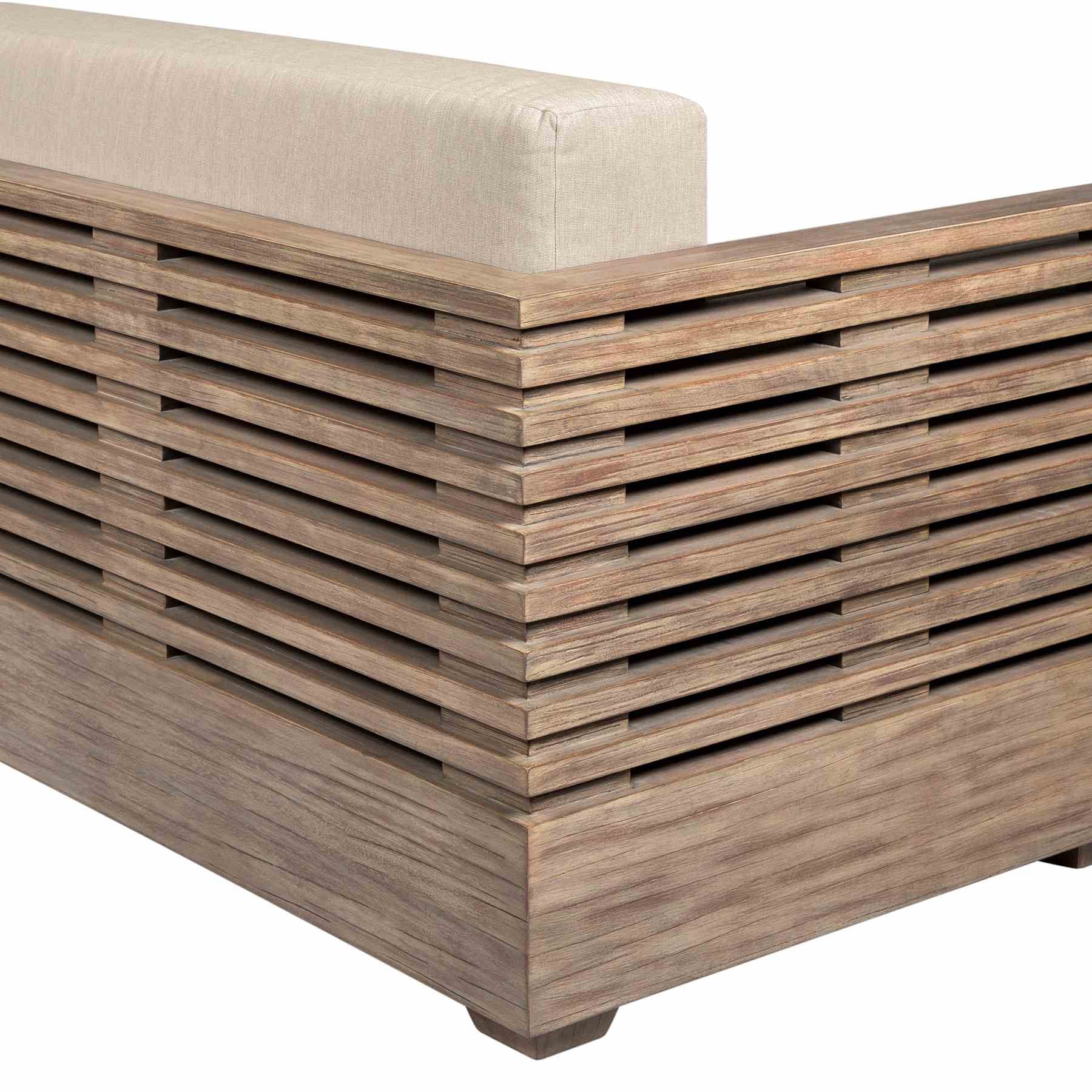 Vivid Outdoor Patio Sofa in Light Eucalyptus Wood with Taupe Olefin Cushions - Image 6