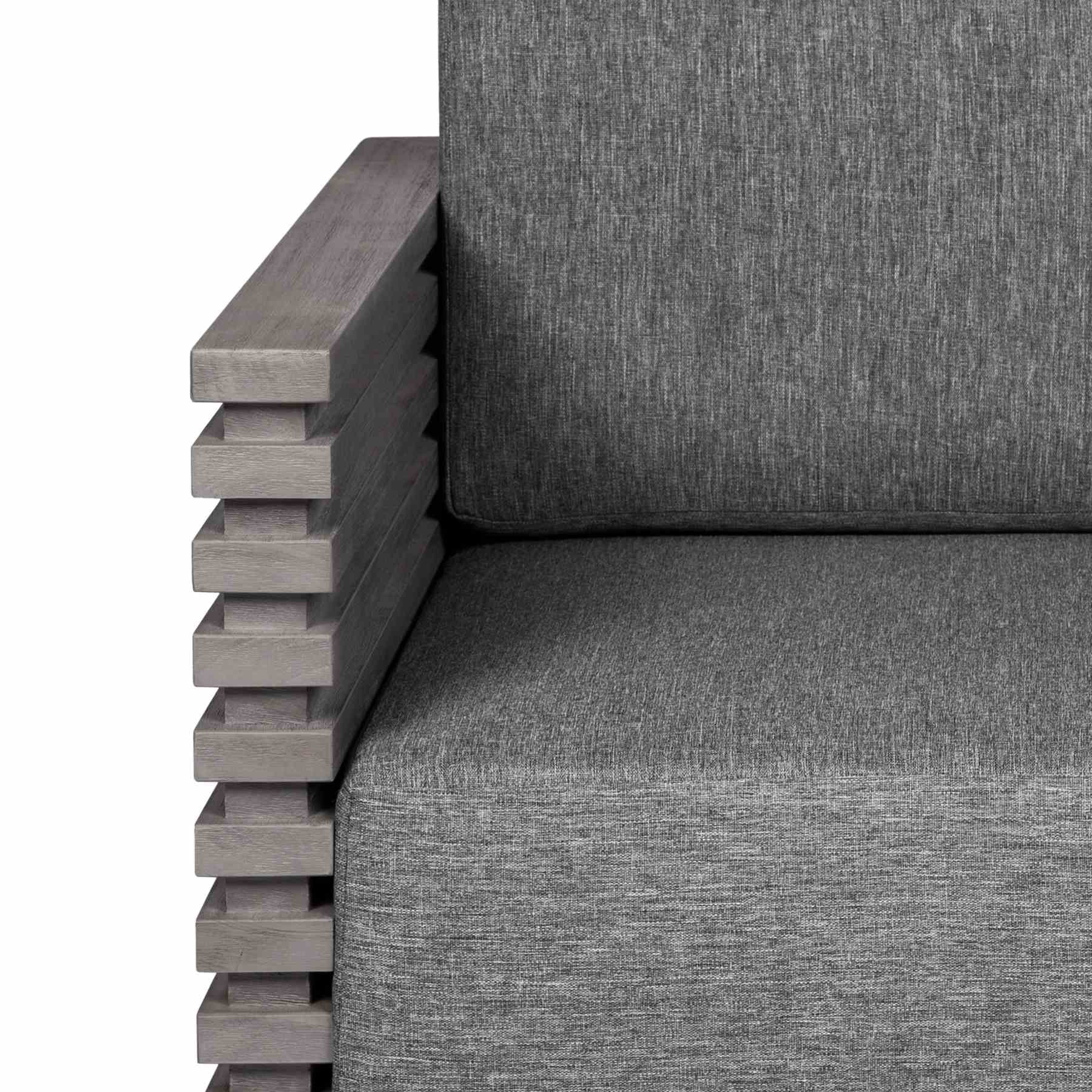 Vivid Swivel Outdoor Patio Chair in Gray Eucalyptus Wood with Gray Olefin Cushions - Image 6