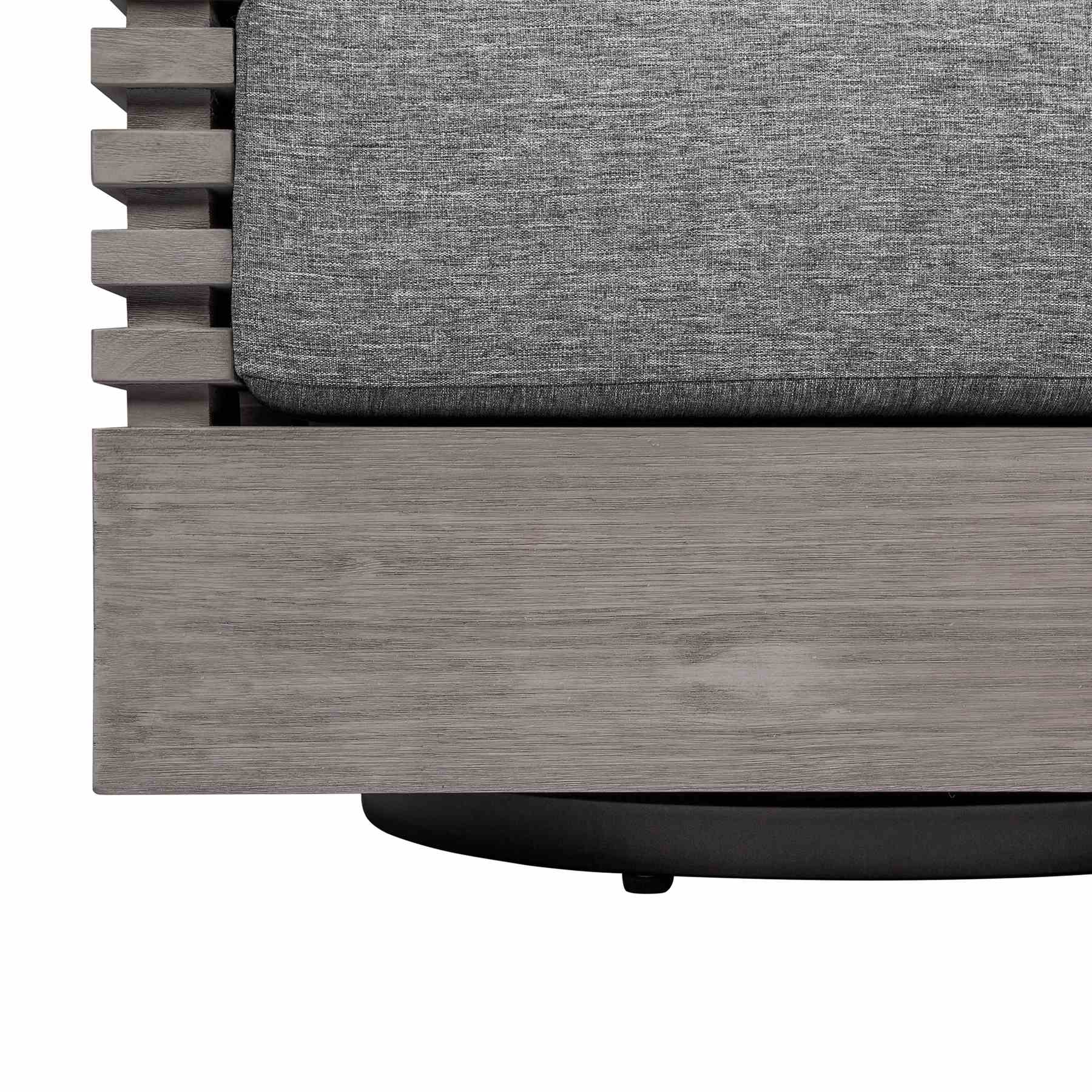 Vivid Swivel Outdoor Patio Chair in Gray Eucalyptus Wood with Gray Olefin Cushions - Image 8