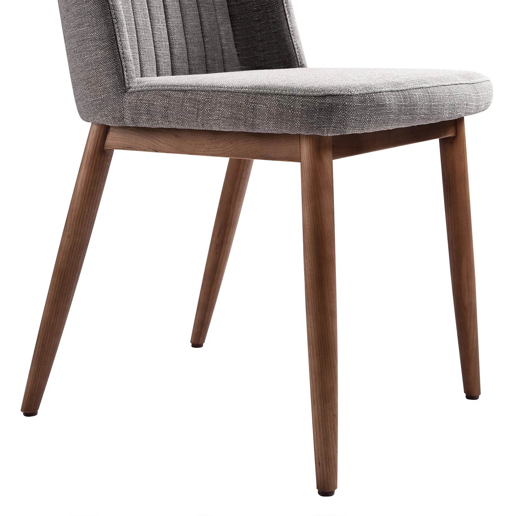 Wade Mid-Century Dining Chair in Walnut Finish and Gray Fabric - Set of 2 - Image 5
