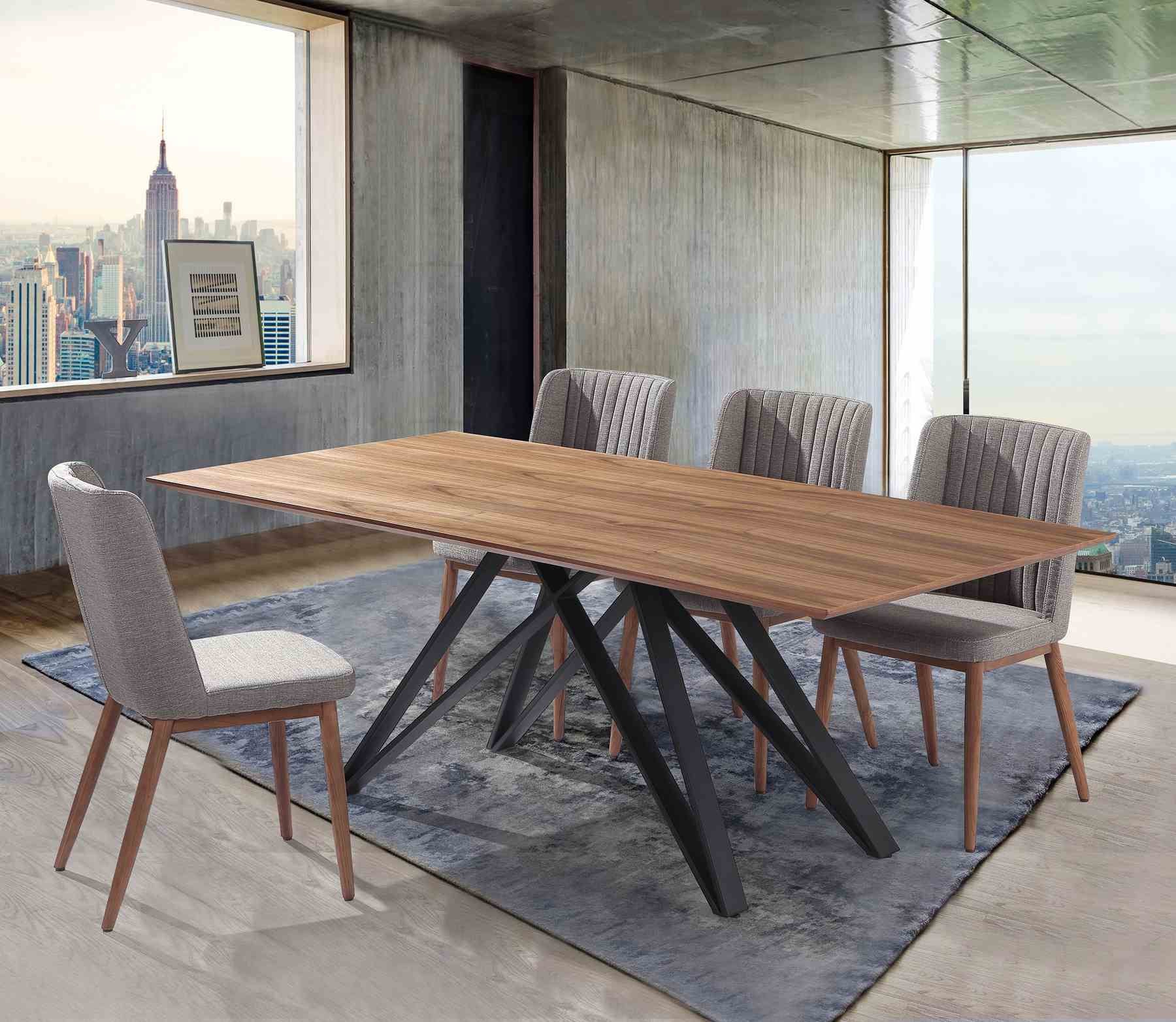 Wade Mid-Century Walnut Wood 5 Piece Dining Set - Image 7