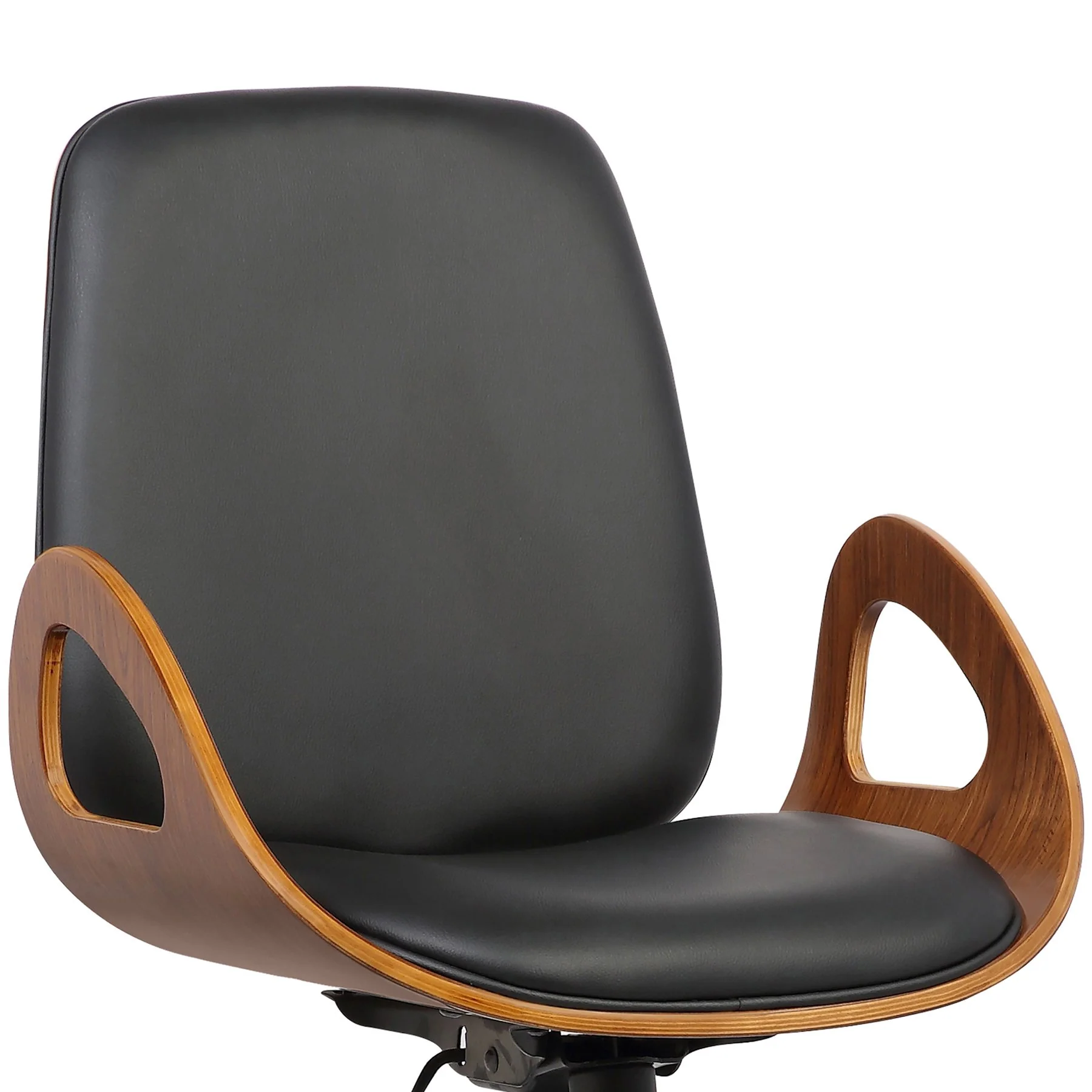 Wallace Mid-Century Office Chair in Chrome finish with Black Faux Leather and Walnut Veneer Back - Image 5