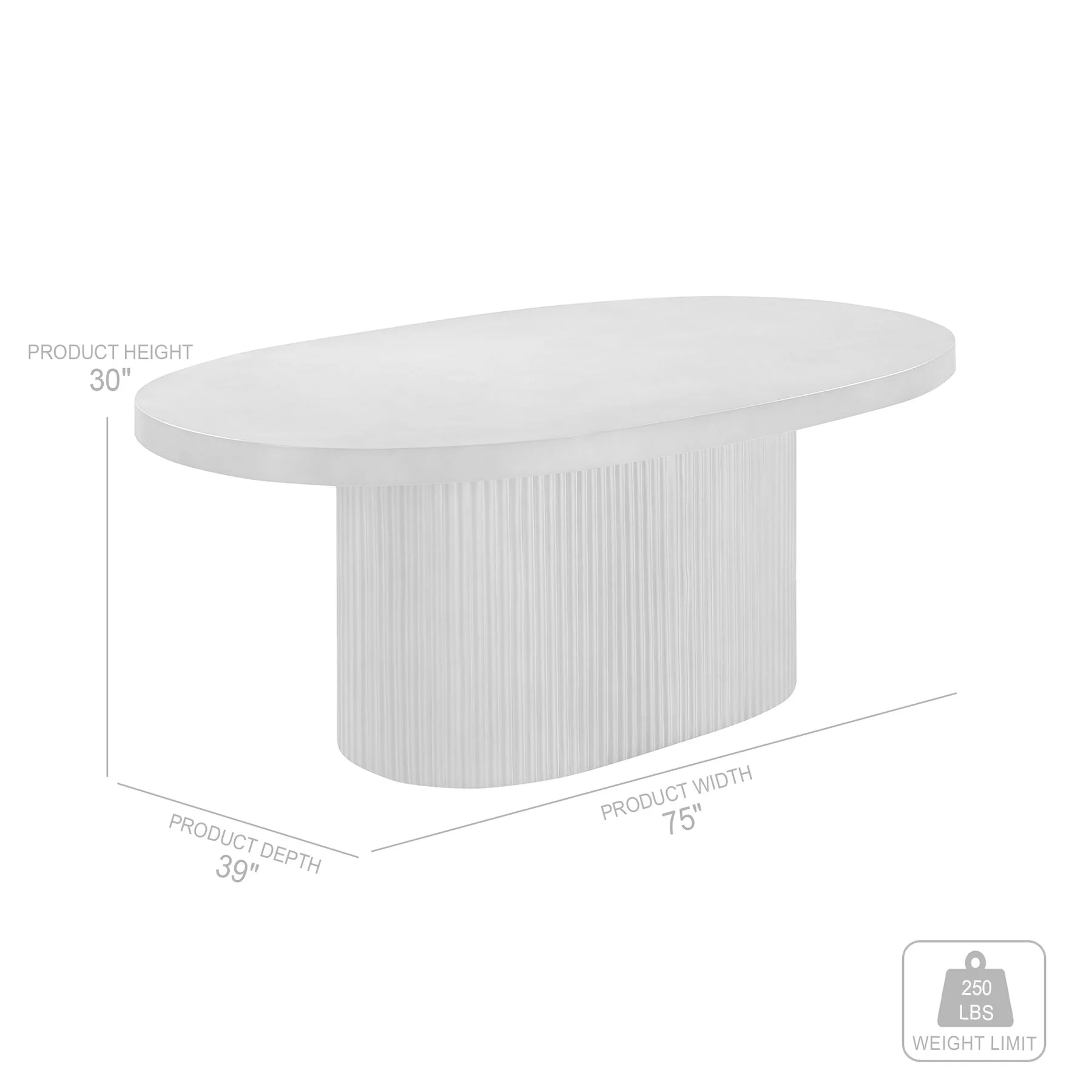 Wave Oval Dining Table in Gray Concrete - Image 7