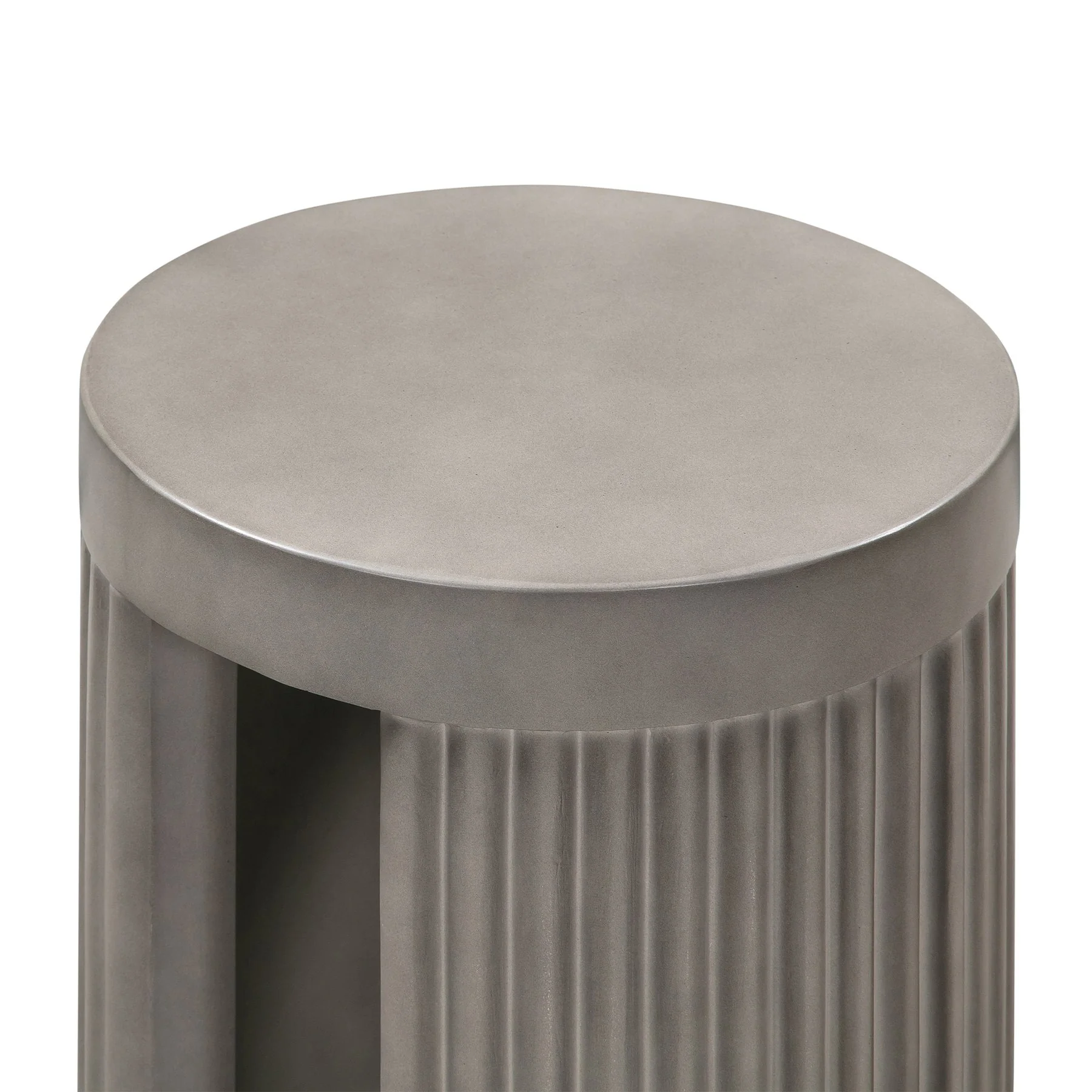 Wave Round Indoor or Outdoor Accent Stool End Table in Gray Concrete - Image 4