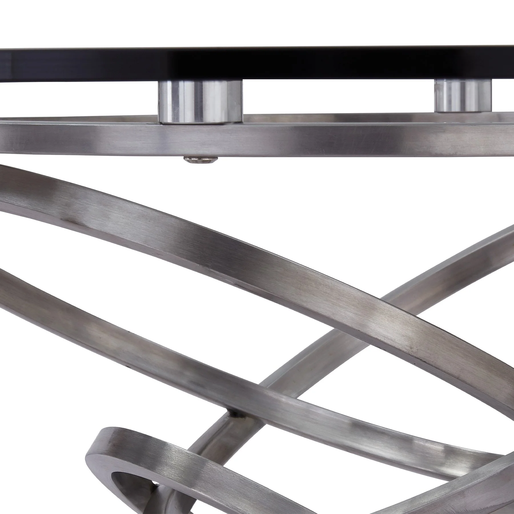Wendy Contemporary Dining Table in Brushed Stainless Steel Finish and Clear Glass top - Image 2