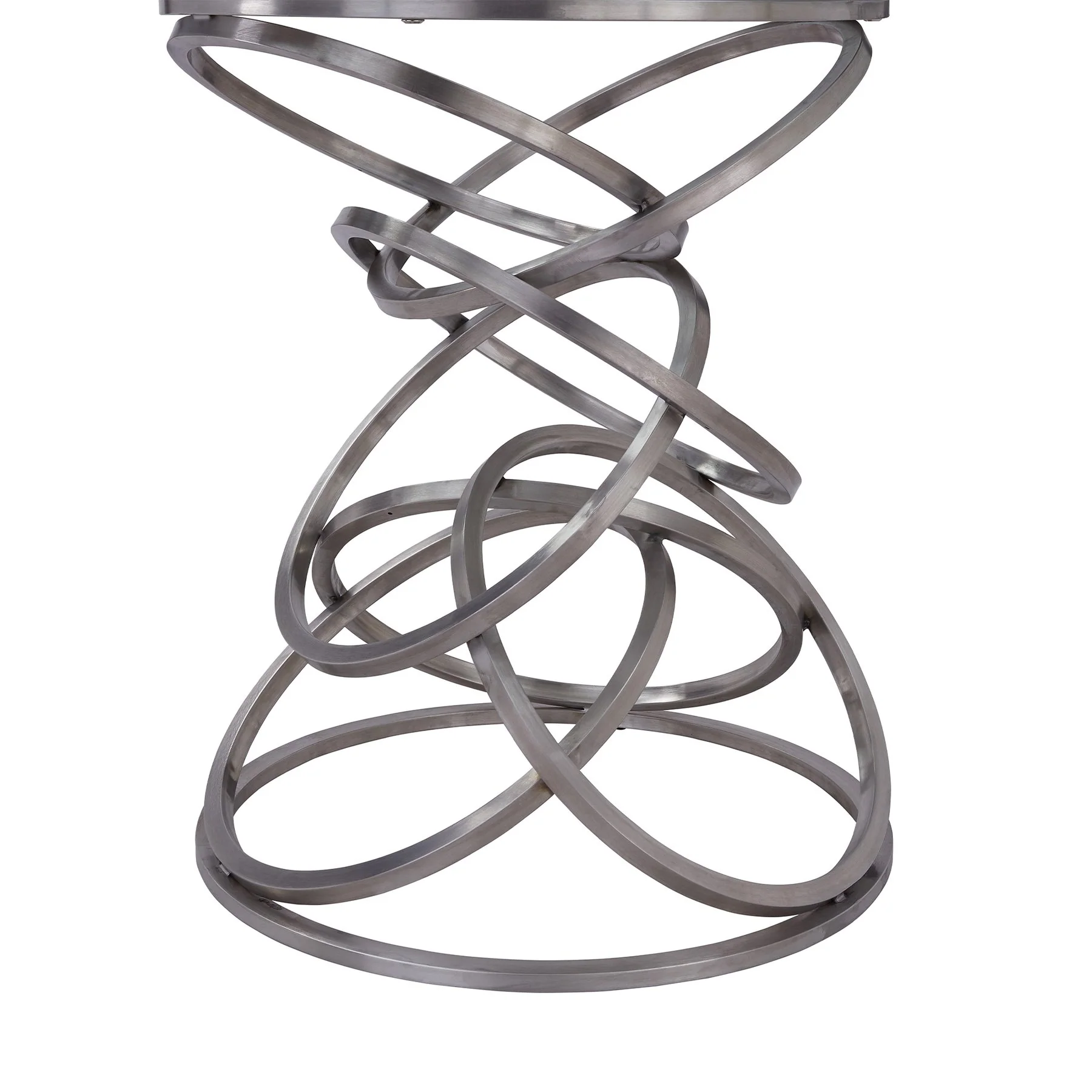Wendy Contemporary Dining Table in Brushed Stainless Steel Finish and Clear Glass top - Image 3