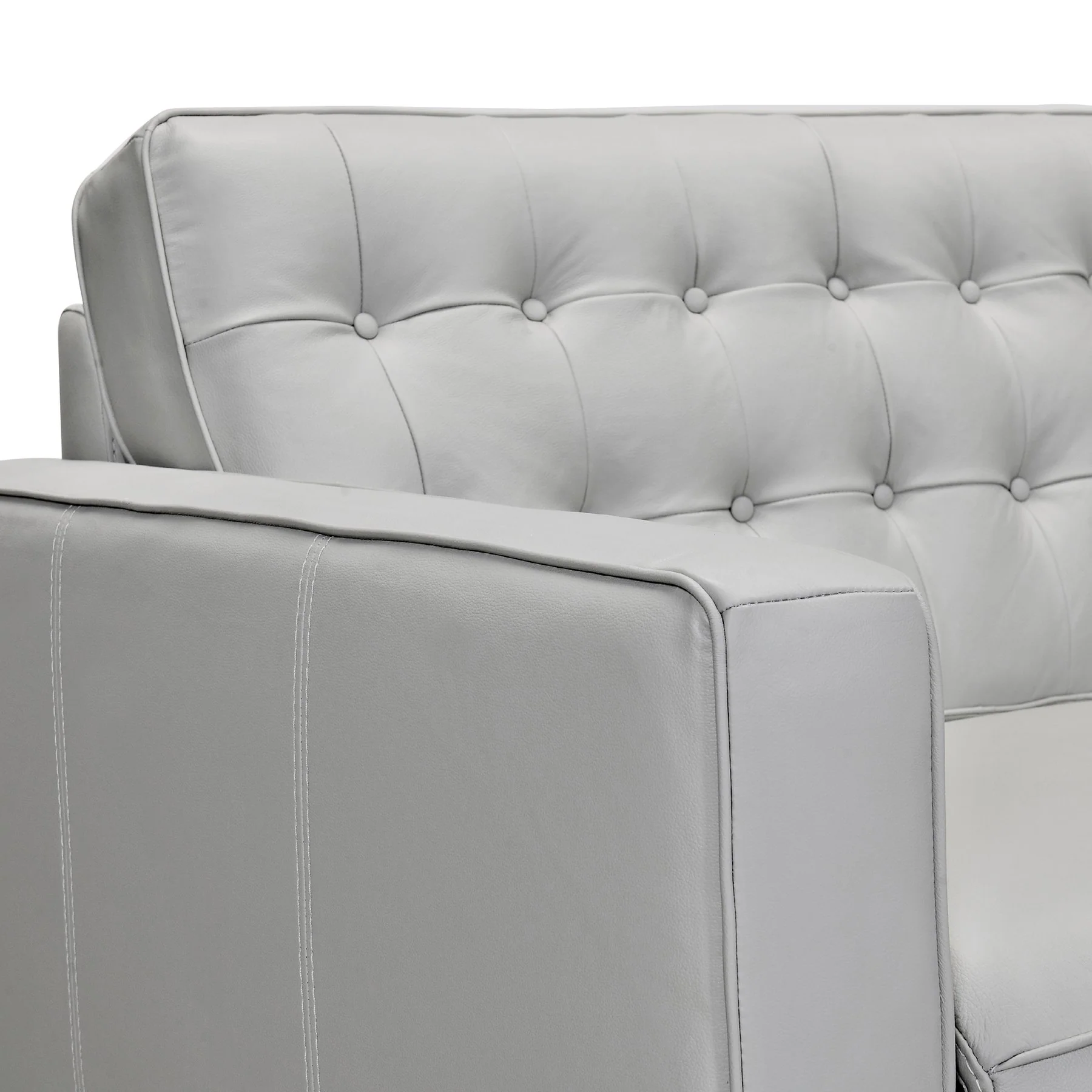 Wesley 81" Dove Gray Genuine Leather Power Footrest Tuxedo Arm Sofa - Image 4